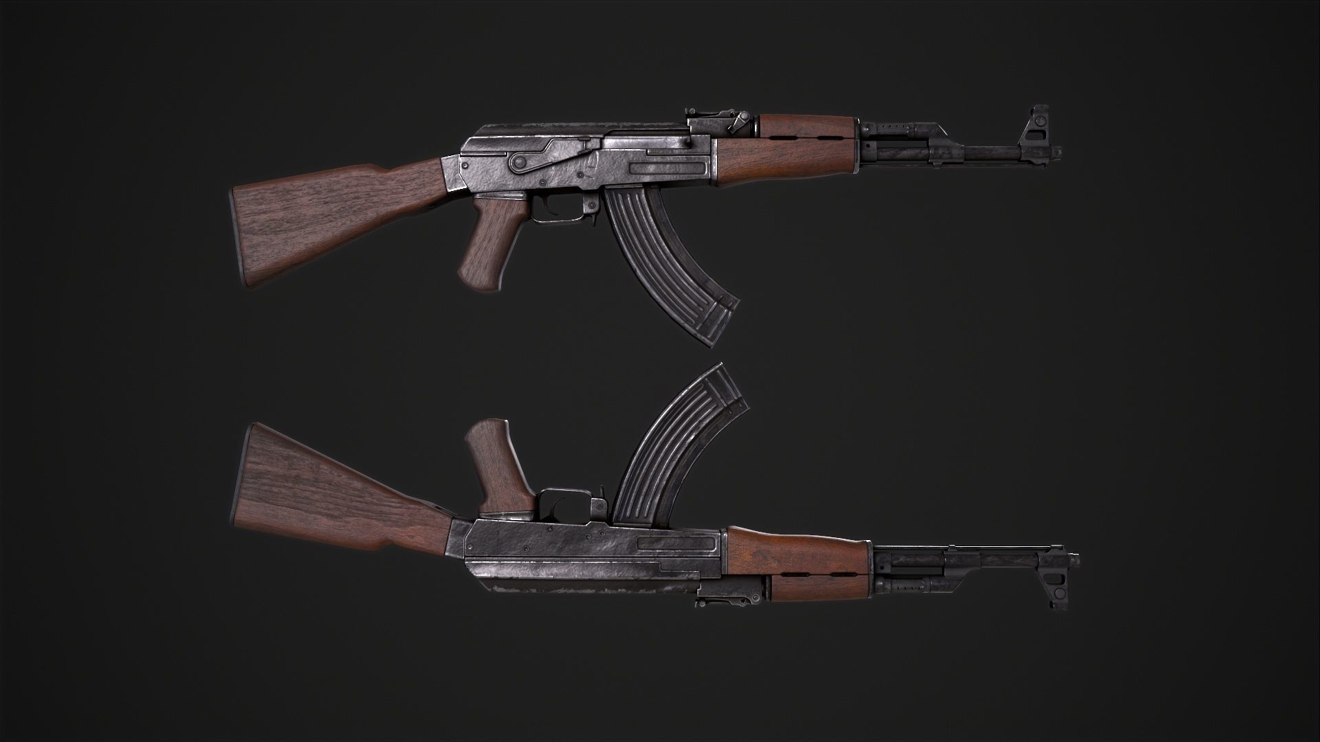 Assault Rifle AK-47 Low-poly 3D model_2