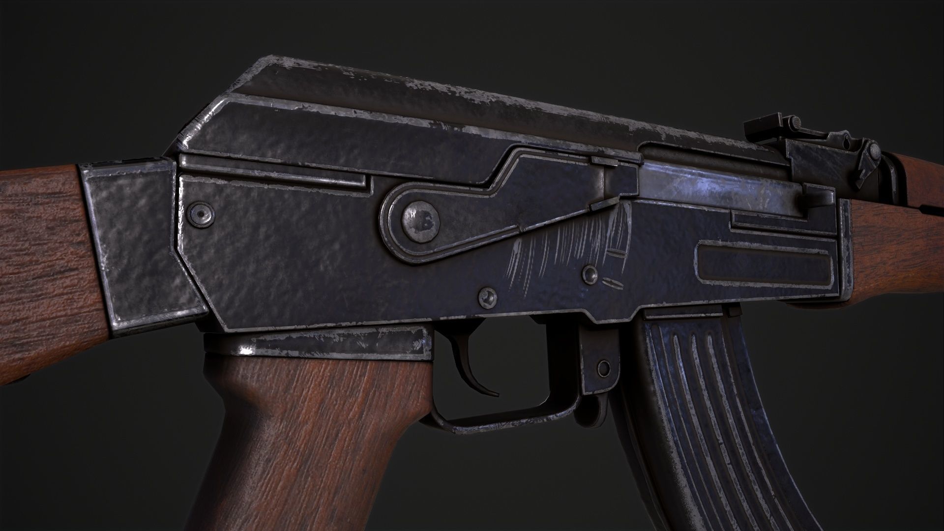 Assault Rifle AK-47 Low-poly 3D model_19