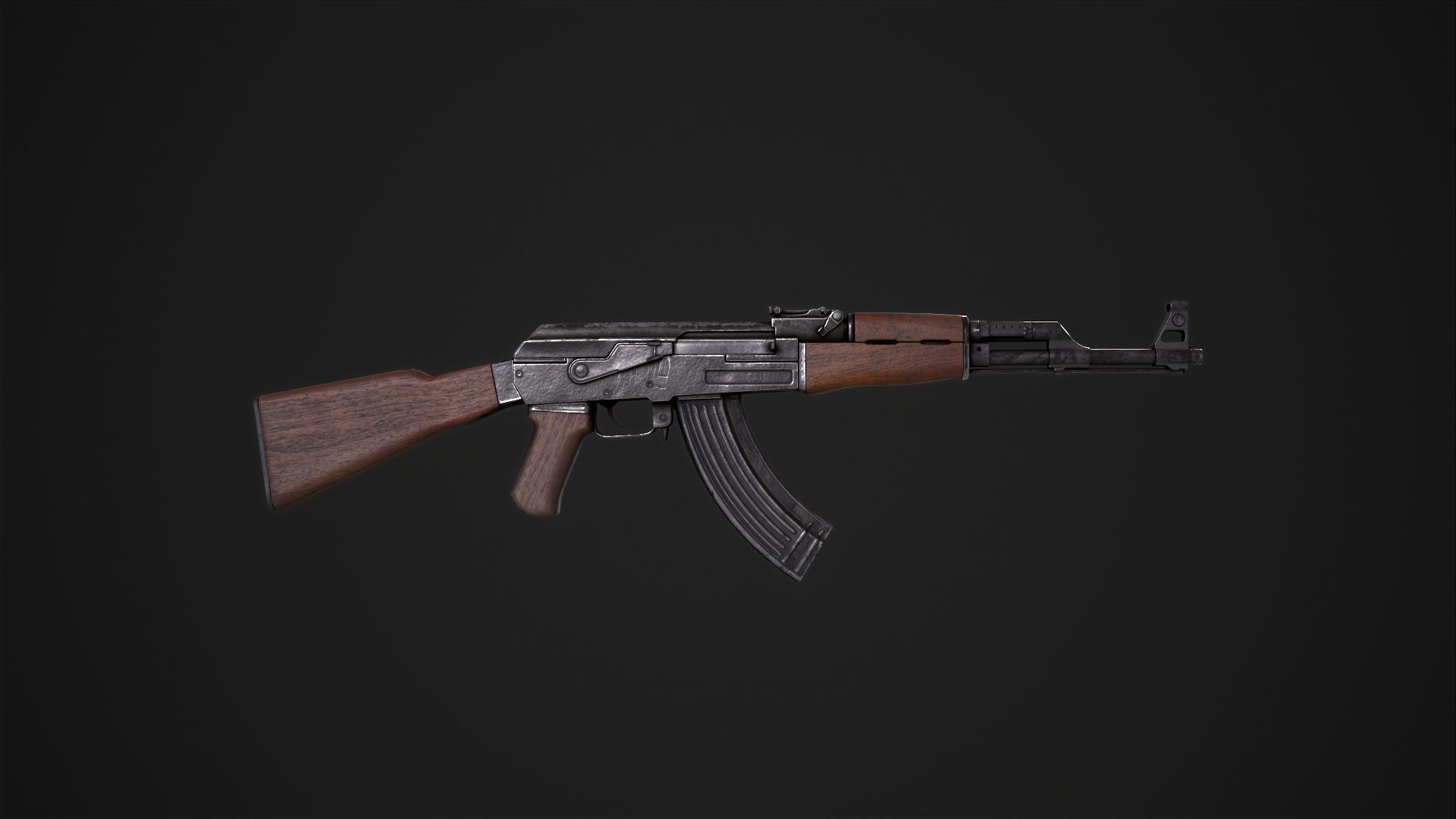 Assault Rifle AK-47 Low-poly 3D model_34