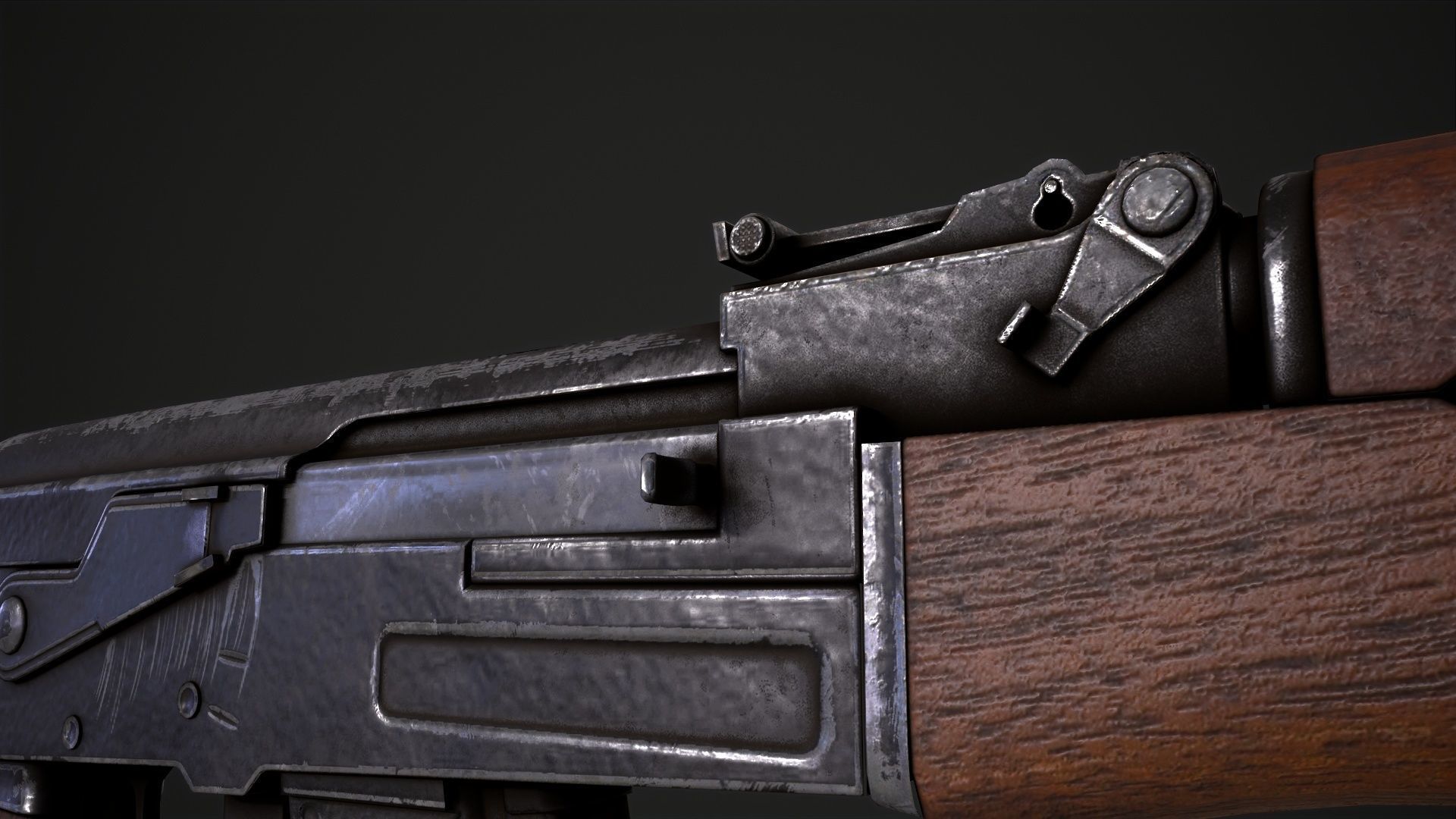 Assault Rifle AK-47 Low-poly 3D model_26