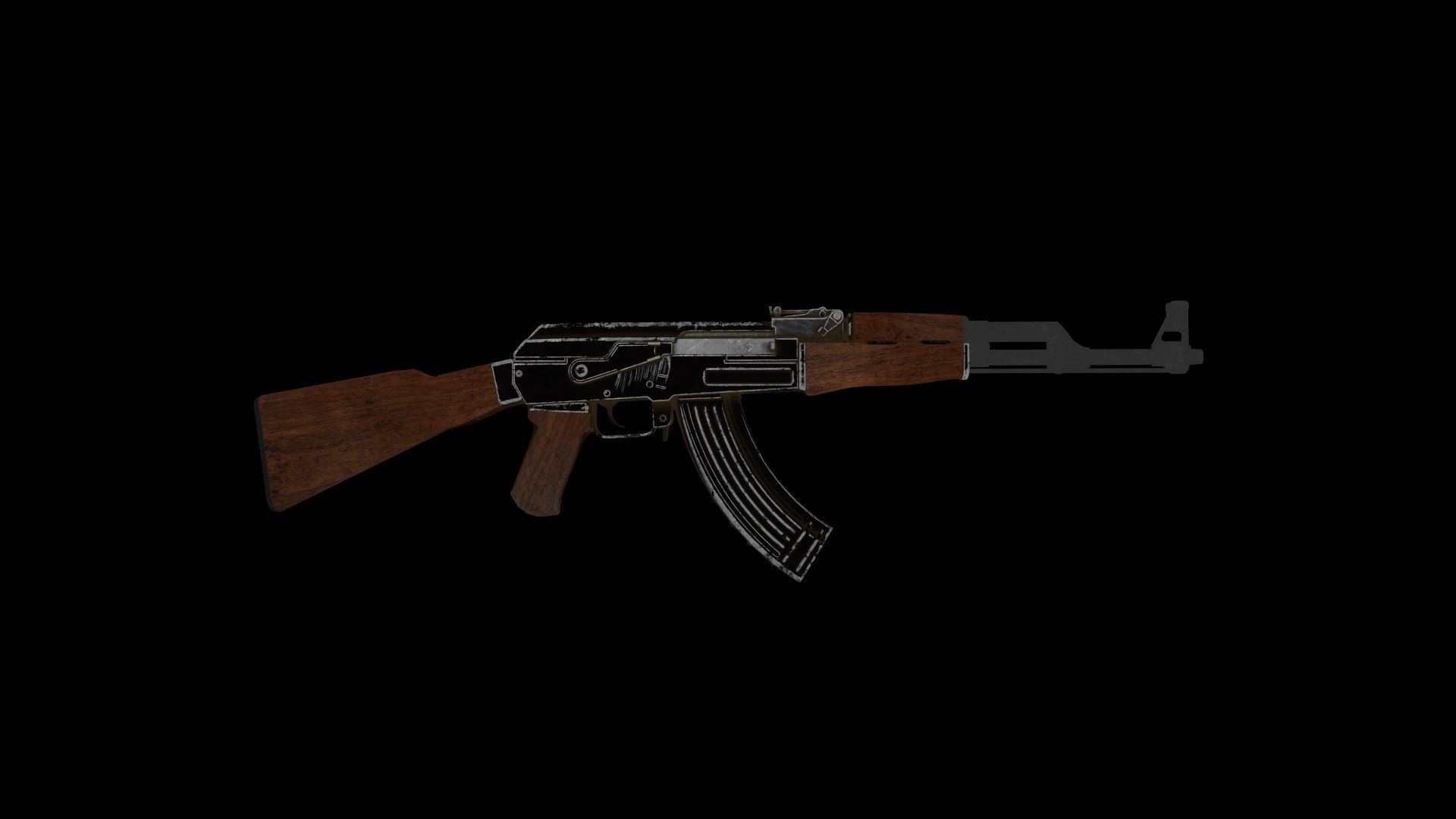 Assault Rifle AK-47 Low-poly 3D model_32