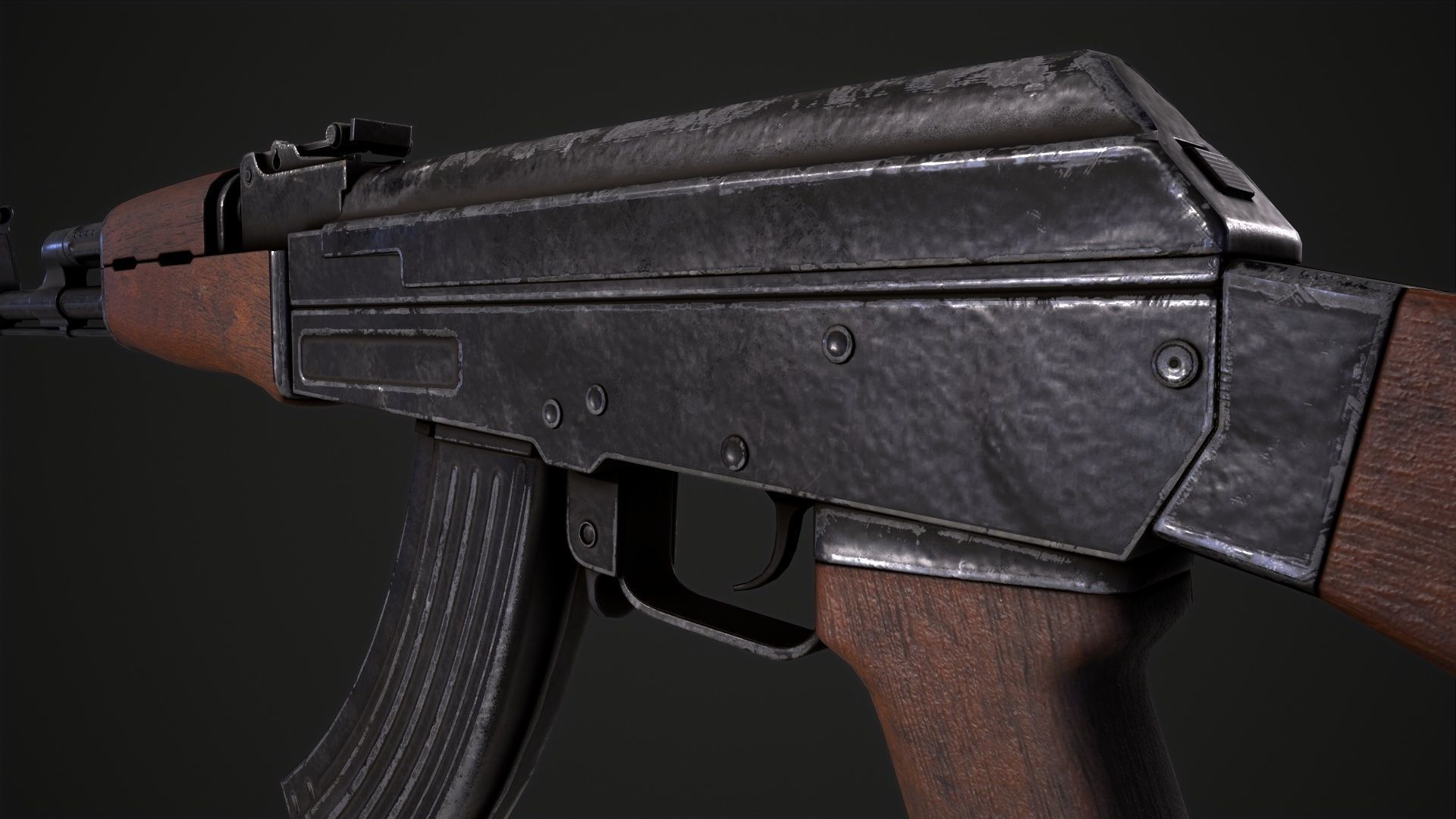 Assault Rifle AK-47 Low-poly 3D model_5