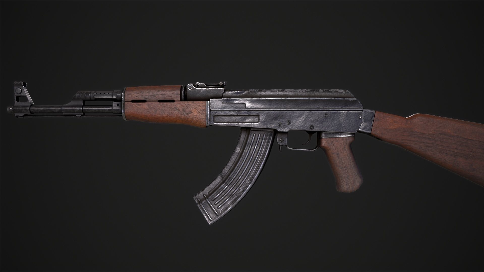 Assault Rifle AK-47 Low-poly 3D model_7