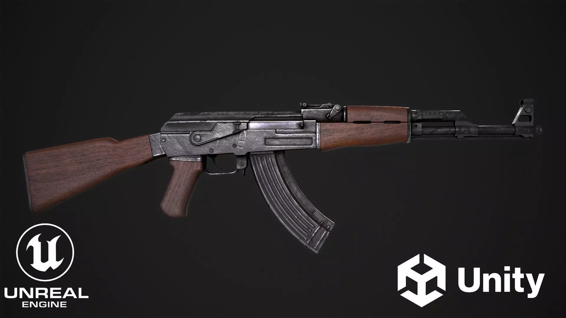 Assault Rifle AK-47 Low-poly 3D model_0