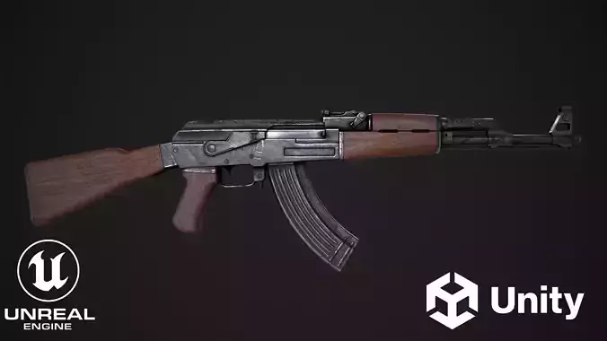 Assault Rifle AK-47 Low-poly 3D model