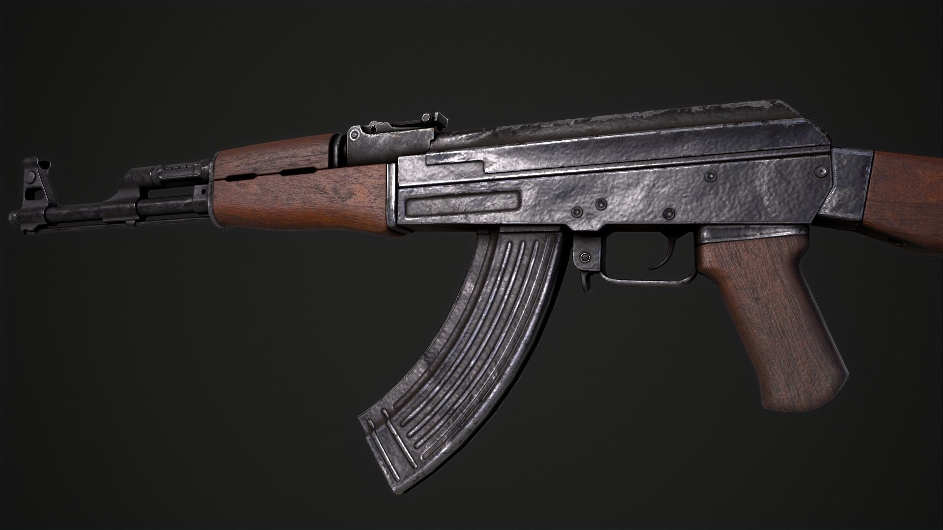 Assault Rifle AK-47 Low-poly 3D model_25