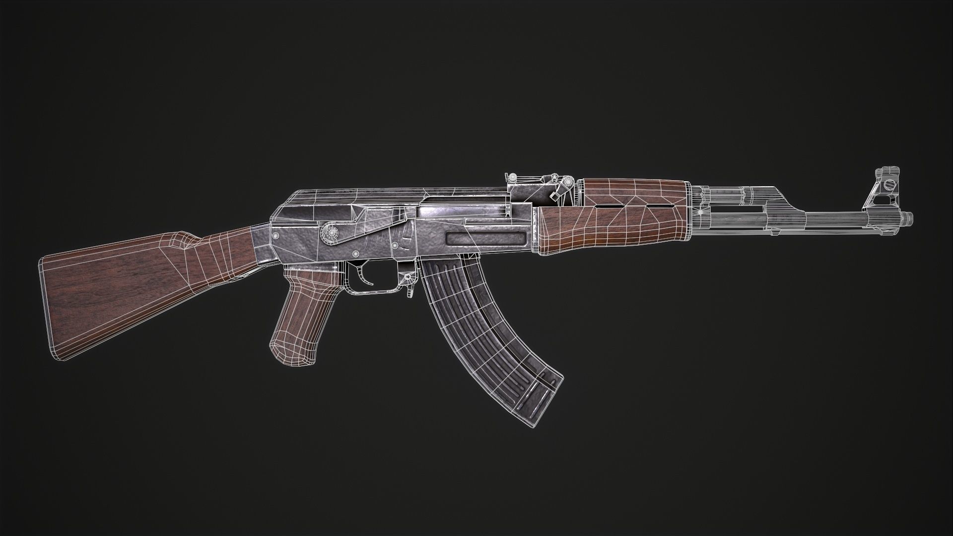 Assault Rifle AK-47 Low-poly 3D model_6
