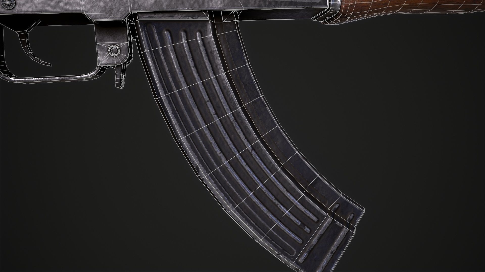 Assault Rifle AK-47 Low-poly 3D model_8