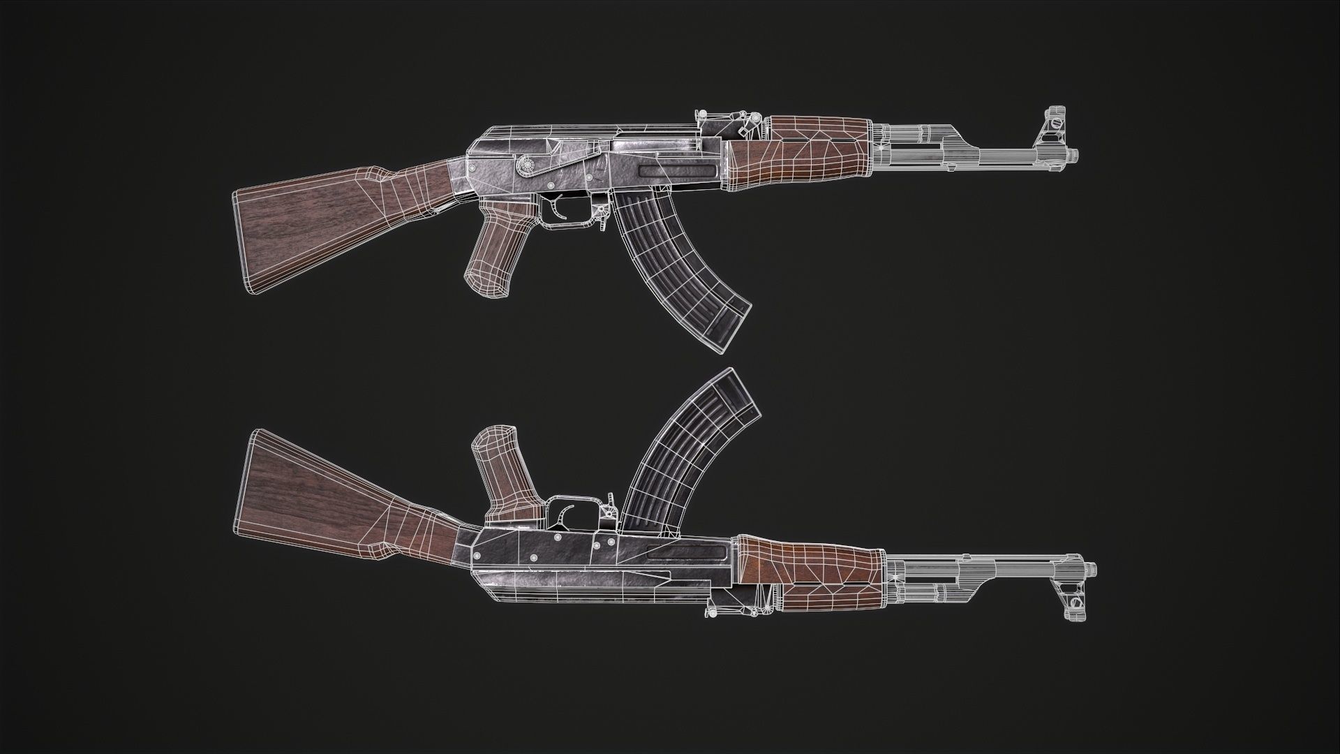Assault Rifle AK-47 Low-poly 3D model_3
