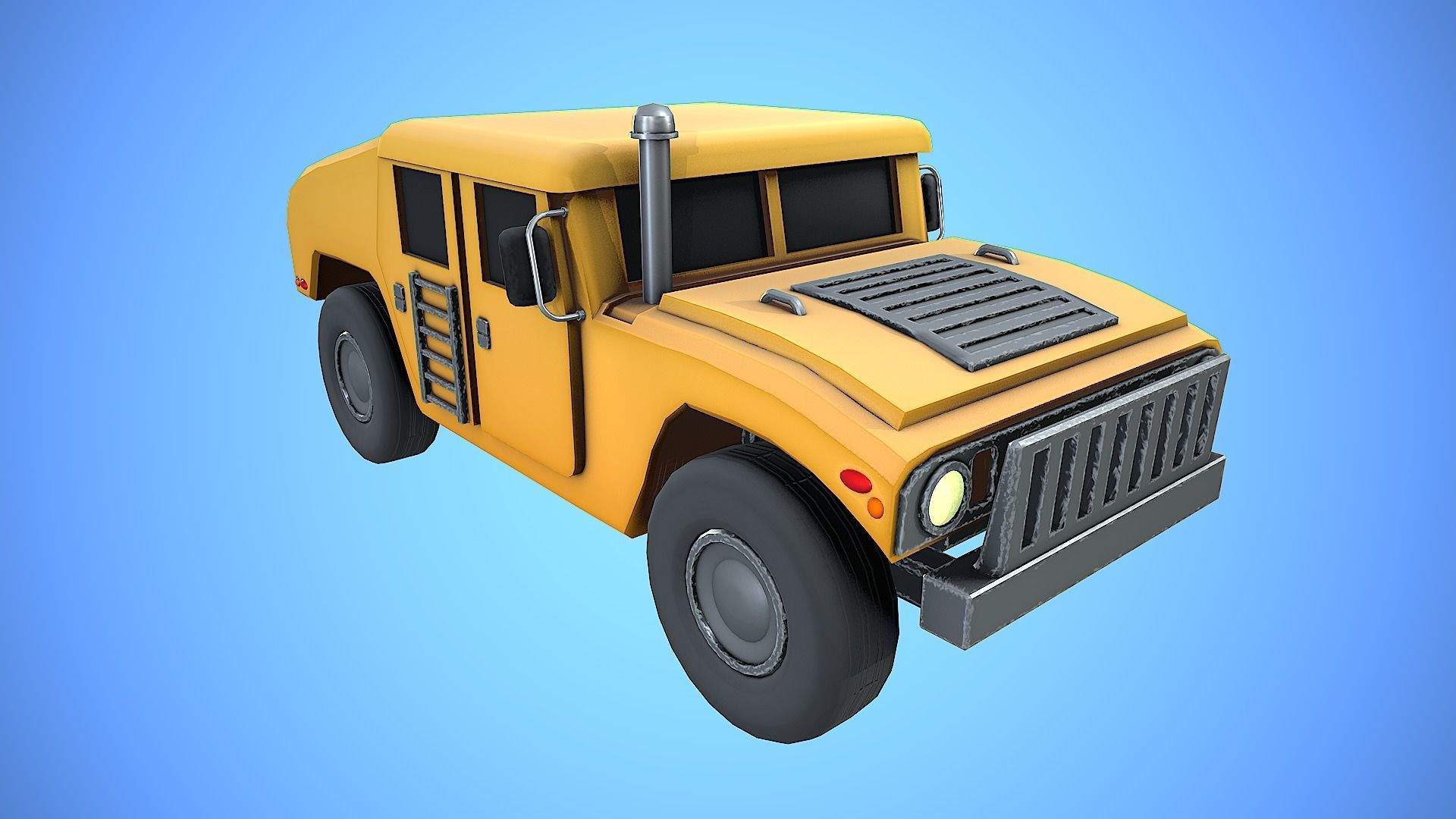HUMVEE VEHICLE GUN MACHINE WAR CARTOON STYLIZED Low-poly 3D model_24