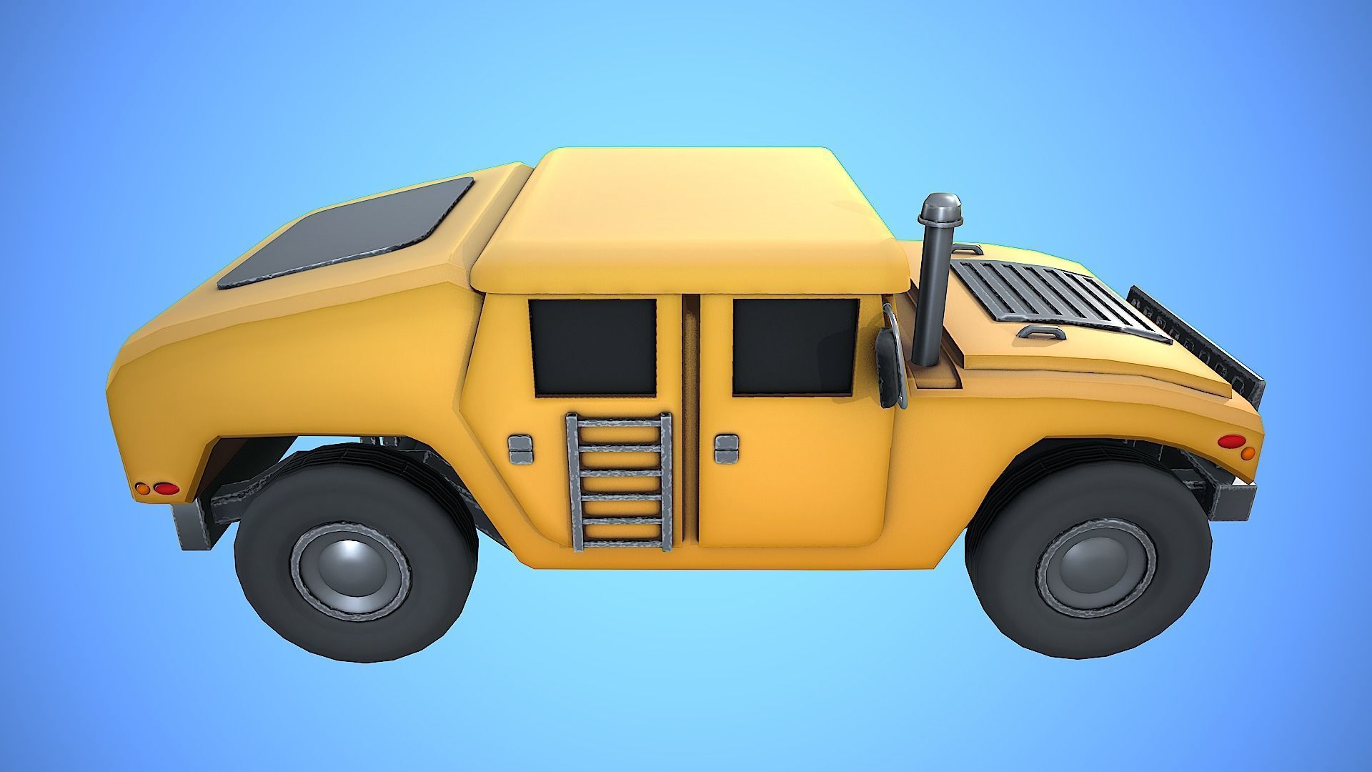 HUMVEE VEHICLE GUN MACHINE WAR CARTOON STYLIZED Low-poly 3D model_26