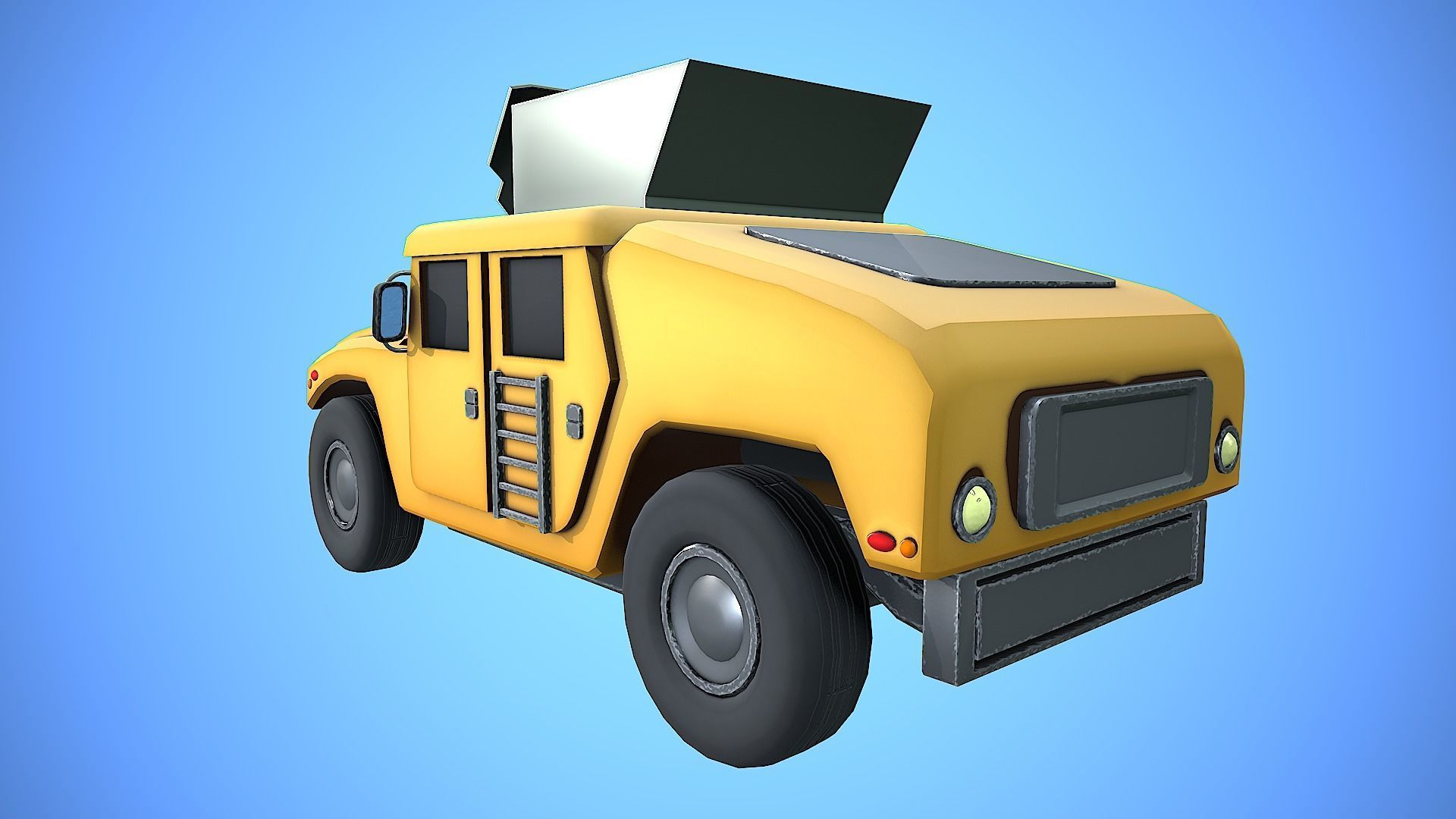 HUMVEE VEHICLE GUN MACHINE WAR CARTOON STYLIZED Low-poly 3D model_13