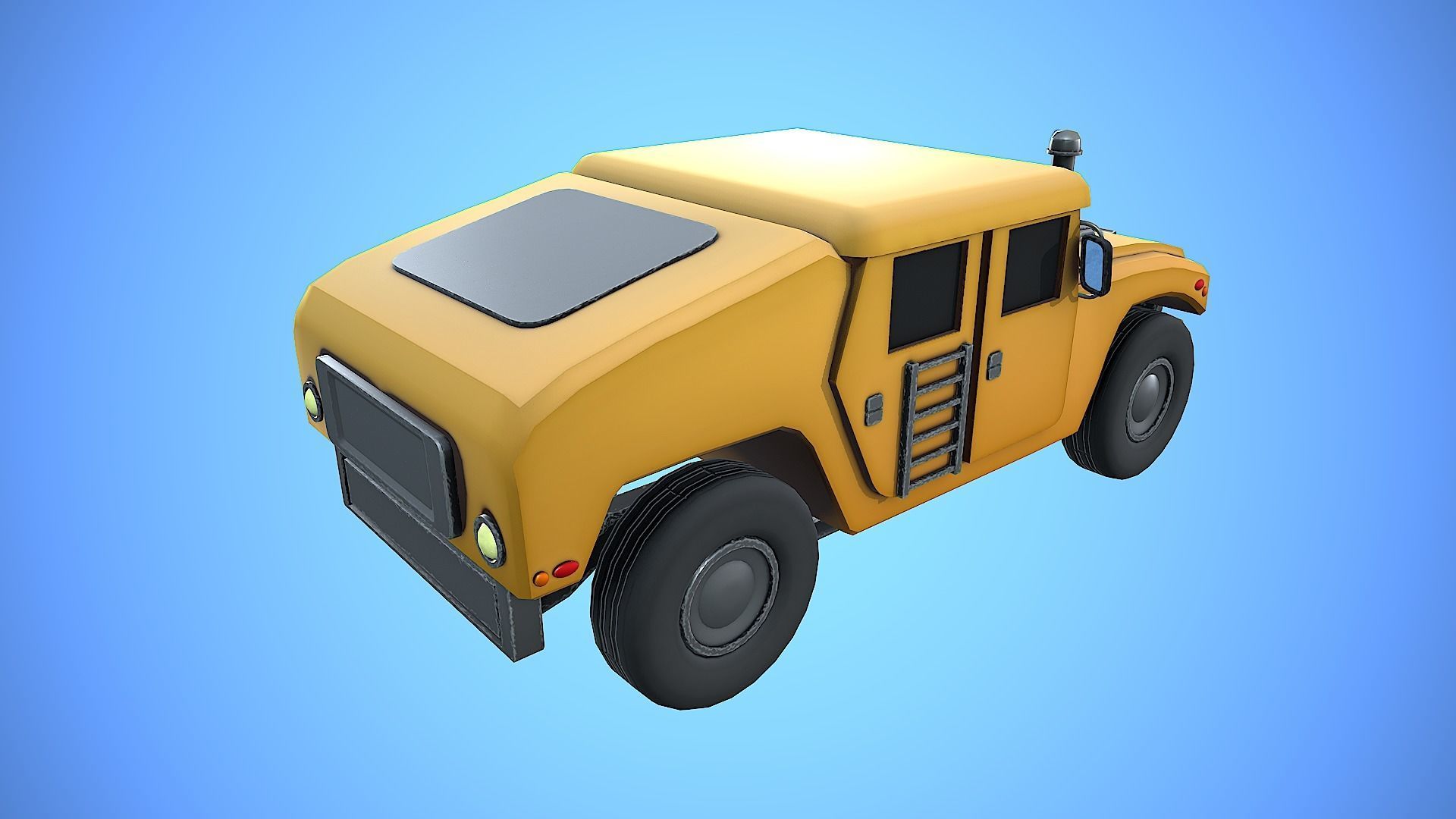 HUMVEE VEHICLE GUN MACHINE WAR CARTOON STYLIZED Low-poly 3D model_27
