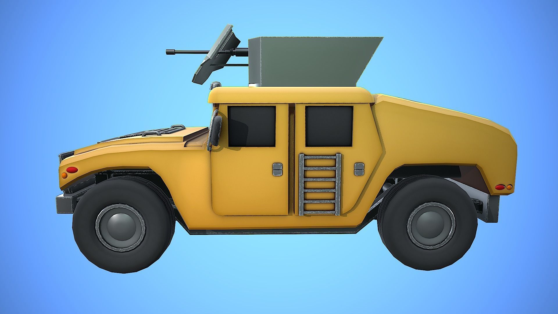 HUMVEE VEHICLE GUN MACHINE WAR CARTOON STYLIZED Low-poly 3D model_8