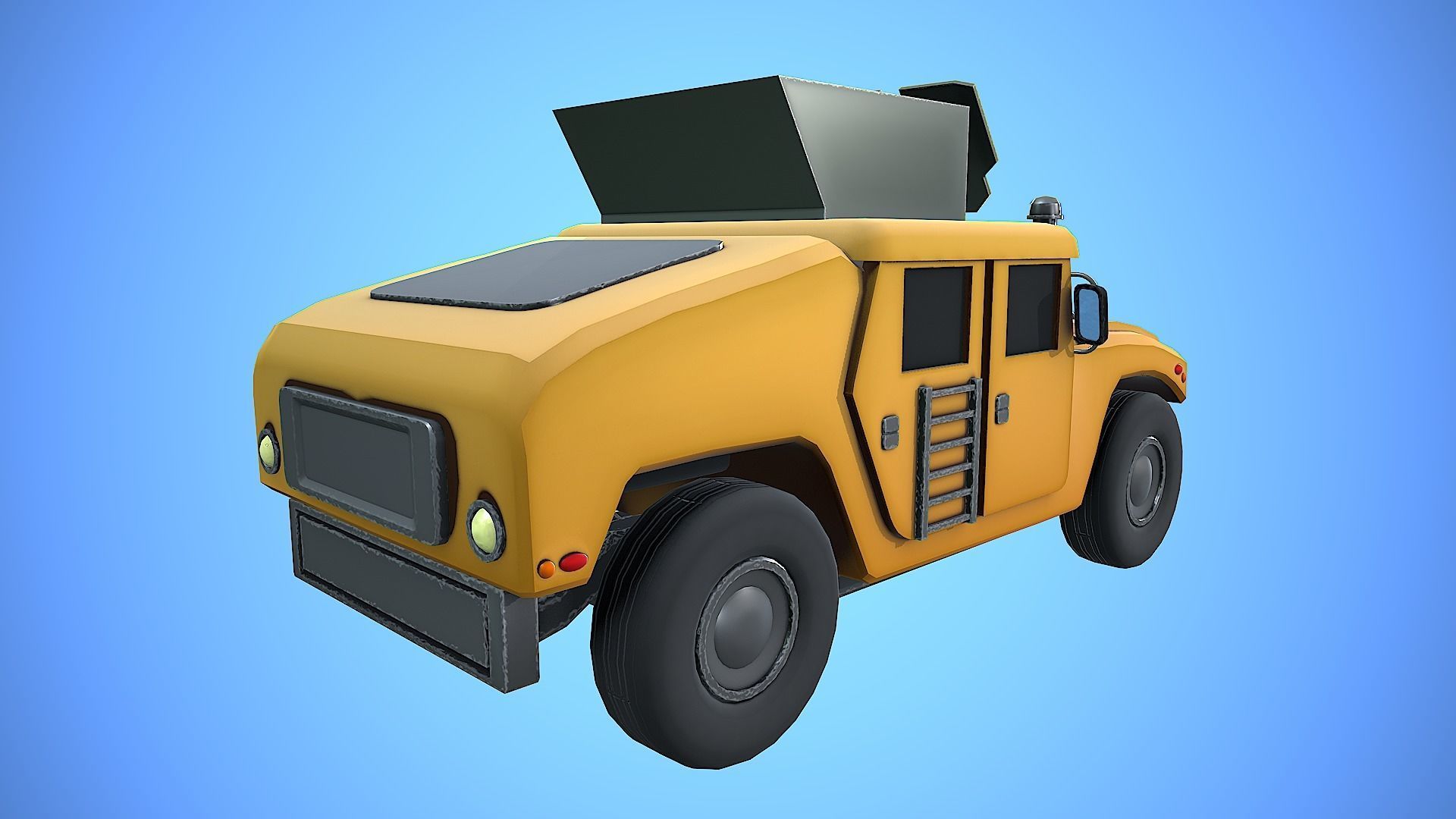 HUMVEE VEHICLE GUN MACHINE WAR CARTOON STYLIZED Low-poly 3D model_11