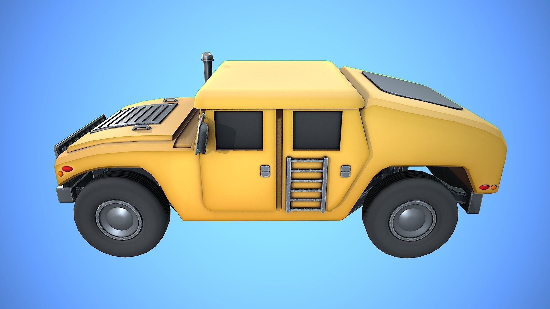 HUMVEE VEHICLE GUN MACHINE WAR CARTOON STYLIZED Low-poly 3D model_25