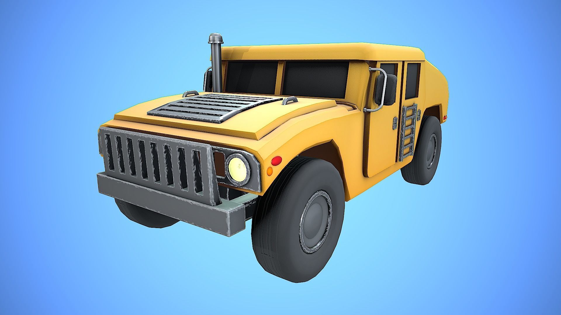 HUMVEE VEHICLE GUN MACHINE WAR CARTOON STYLIZED Low-poly 3D model_23