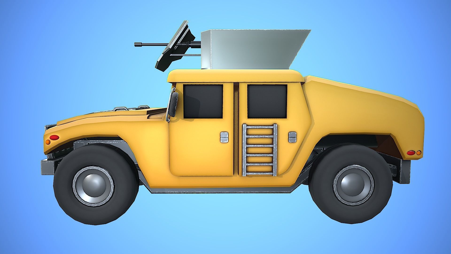 HUMVEE VEHICLE GUN MACHINE WAR CARTOON STYLIZED Low-poly 3D model_10