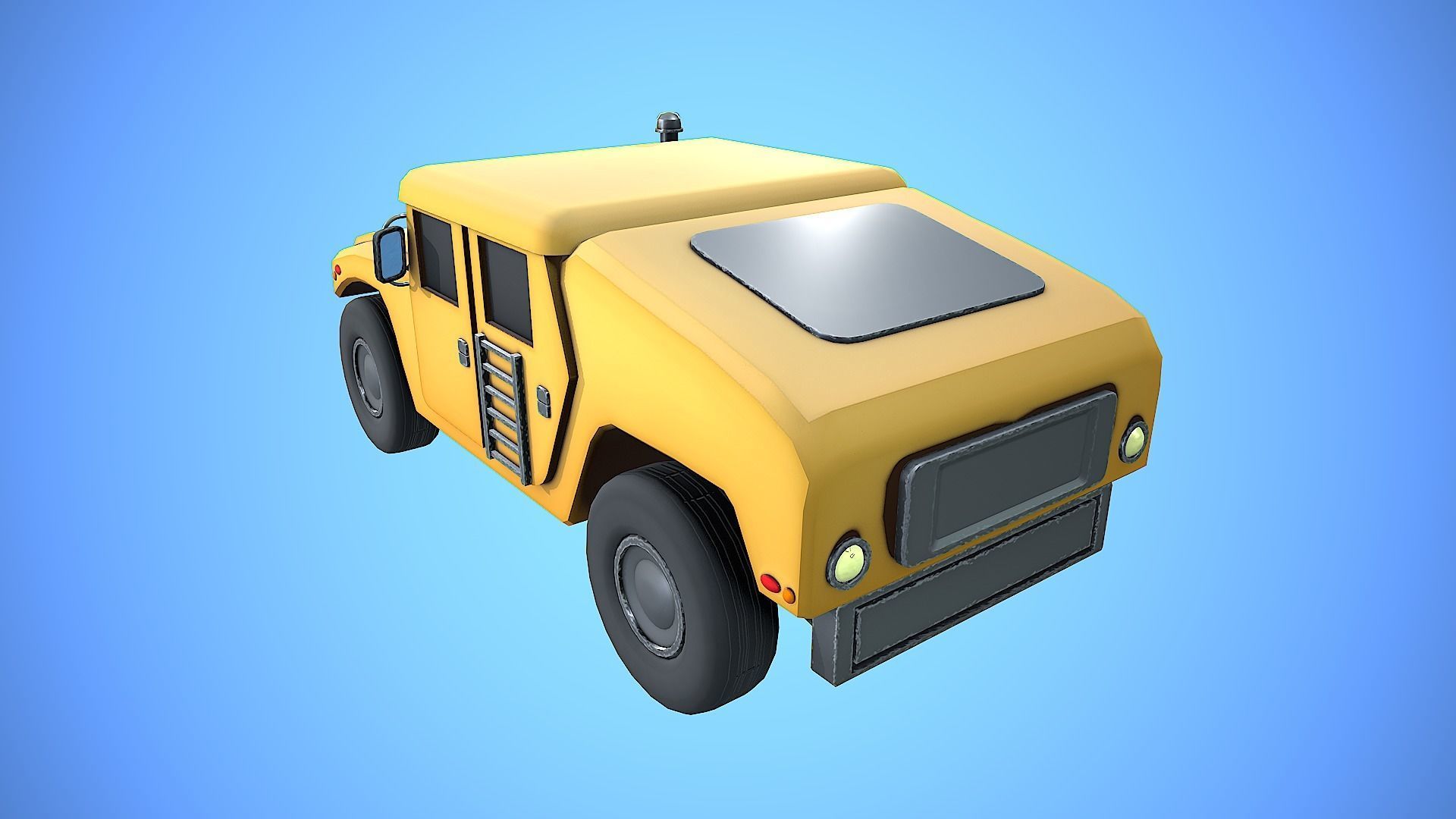 HUMVEE VEHICLE GUN MACHINE WAR CARTOON STYLIZED Low-poly 3D model_28
