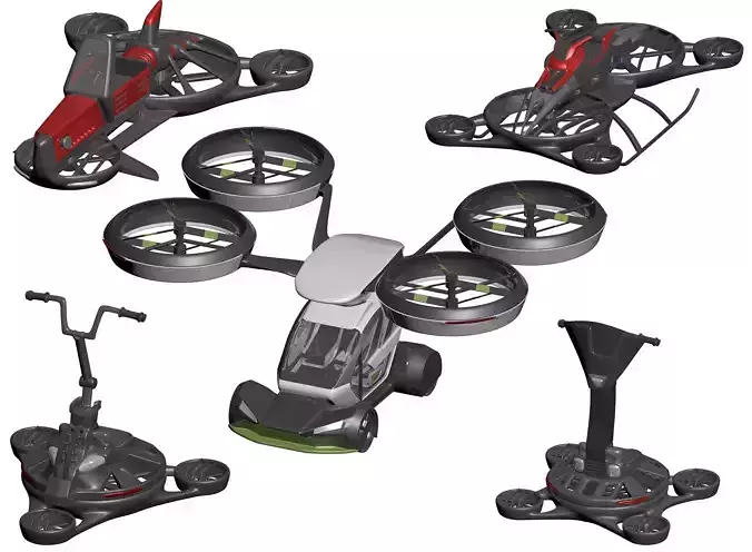 Simple Hover Vehicle Physics Scripts with 3D models Kit 1 Low-poly 3D model