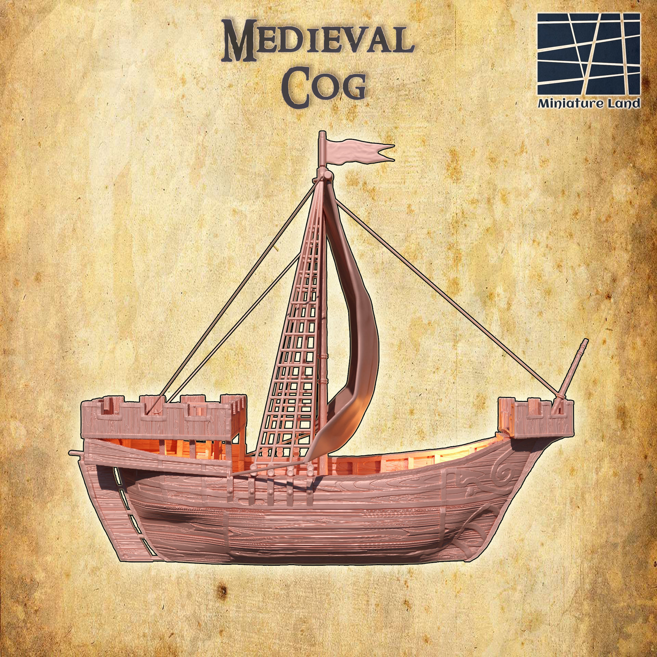 Medieval Cog Tabletop Terrain 28 MM 3D print model_4