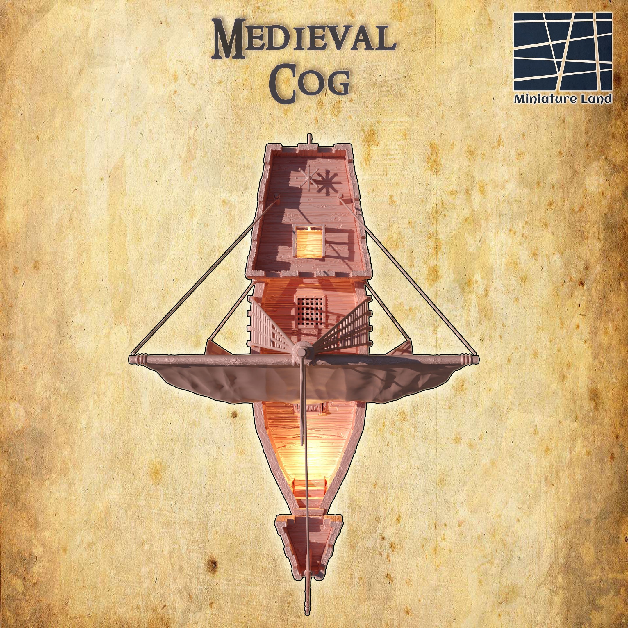 Medieval Cog Tabletop Terrain 28 MM 3D print model_2