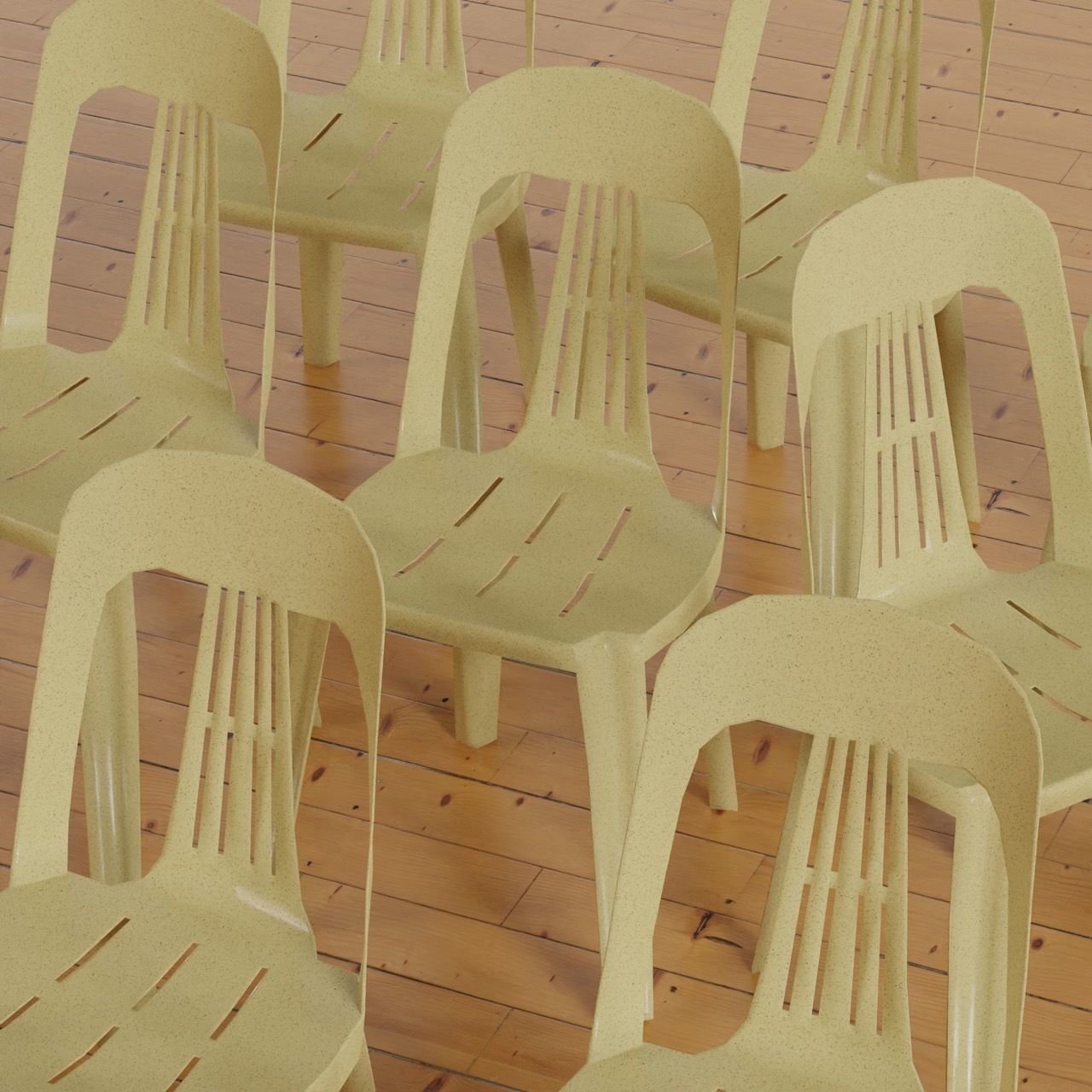 Monoblock Chair Low Poly Game Ready Stackable Multicolored Low-poly 3D model_5