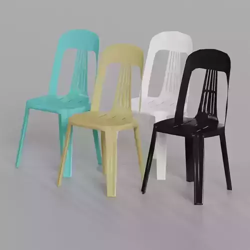 Monoblock Chair Low Poly Game Ready Stackable Multicolored Low-poly 3D model