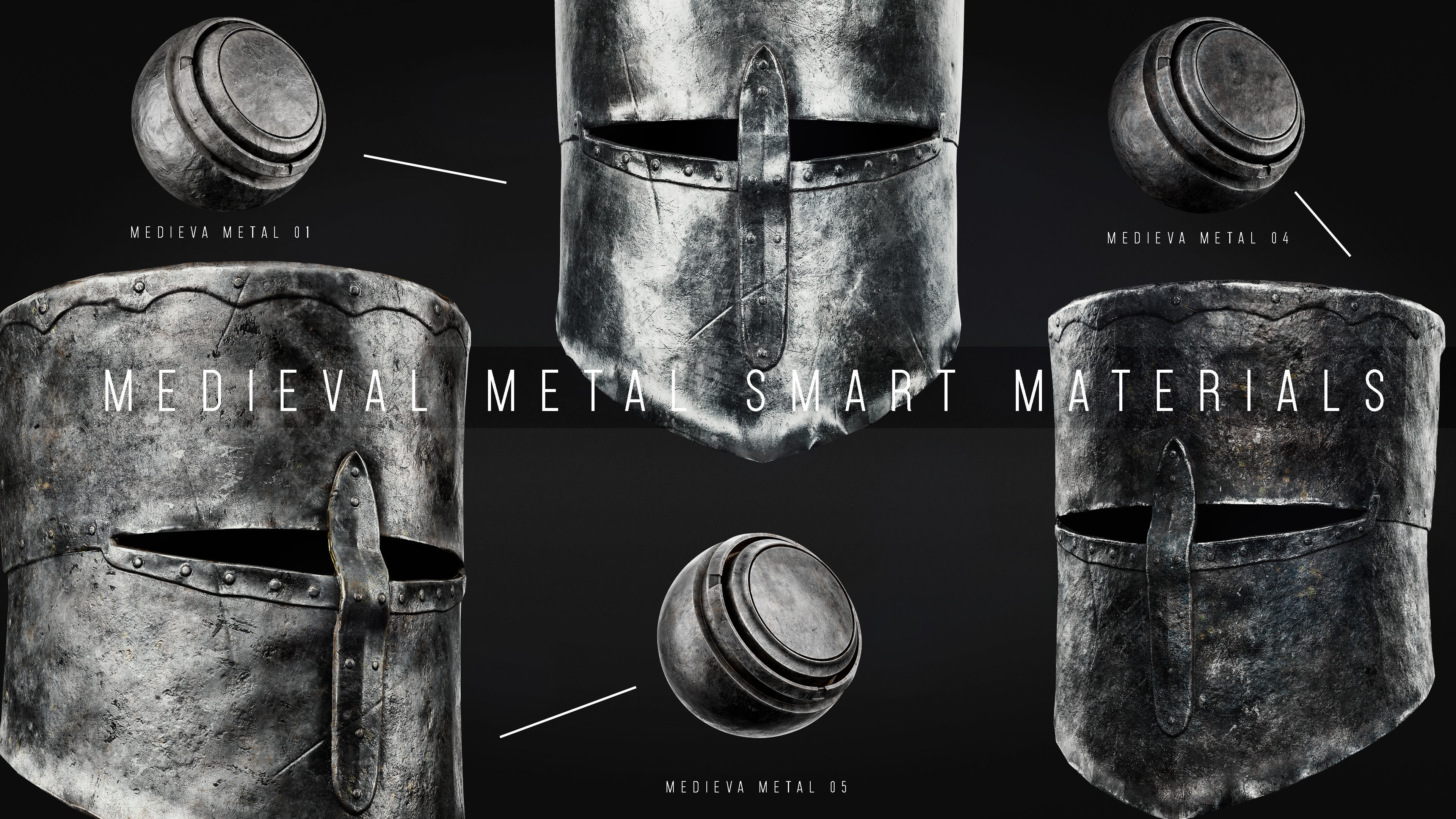 Medieval Wood and Metal Smart Materials for Substance 3D Painter 3D model_2