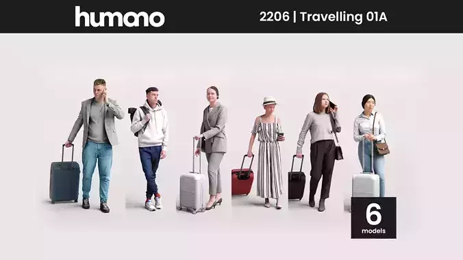 Humano 6-Pack - TRAVELING PEOPLE - 6x 3D models A 3D Model Collection