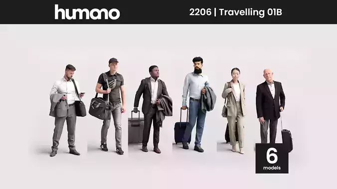Humano 6-Pack - TRAVELING PEOPLE - 6x 3D models B 3D Model Collection