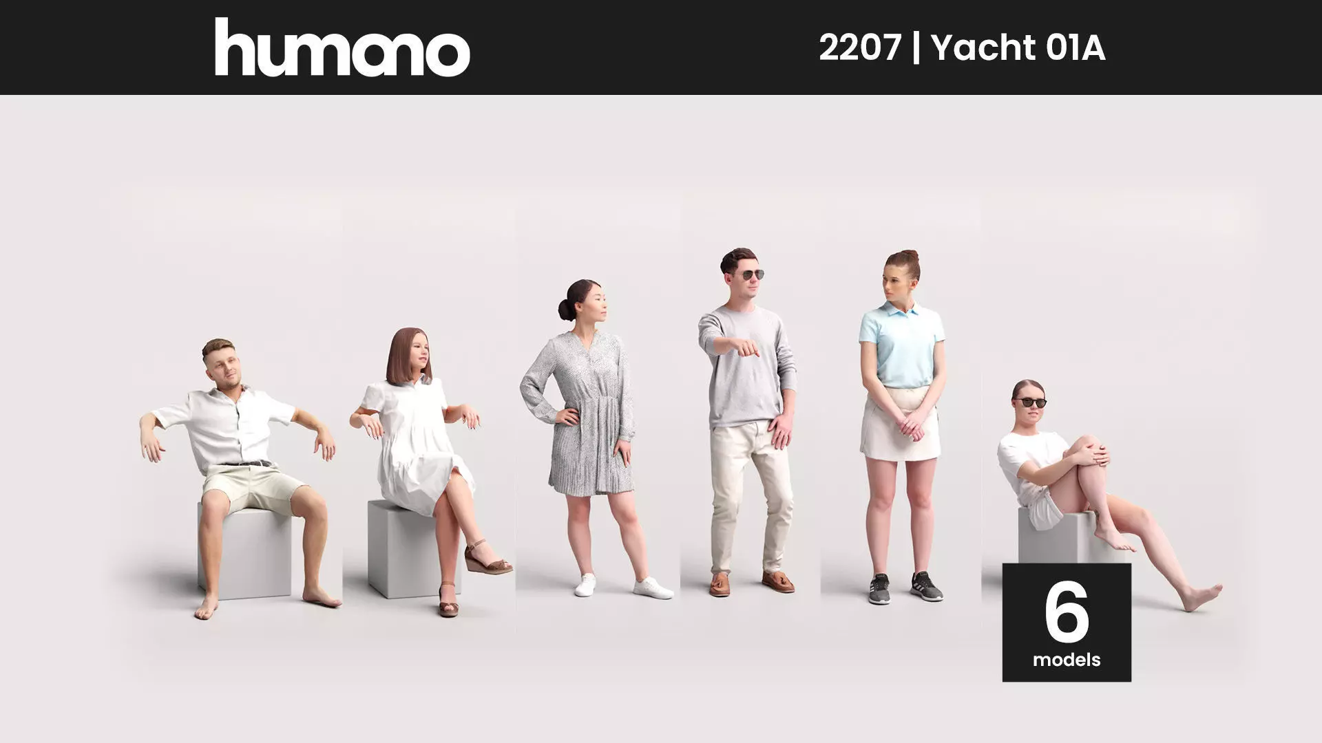 Humano 6-Pack - YACHT PEOPLE - 6x 3D models A 3D Model Collection_0