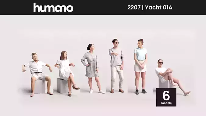 Humano 6-Pack - YACHT PEOPLE - 6x 3D models A 3D Model Collection Humano 6-Pack - YACHT PEOPLE - 6x 3D models A 3D Model Collection