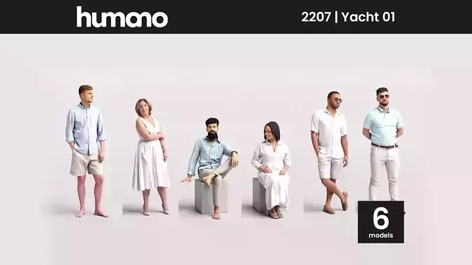 Humano 6-Pack - YACHT PEOPLE - 6x 3D models B 3D Model Collection