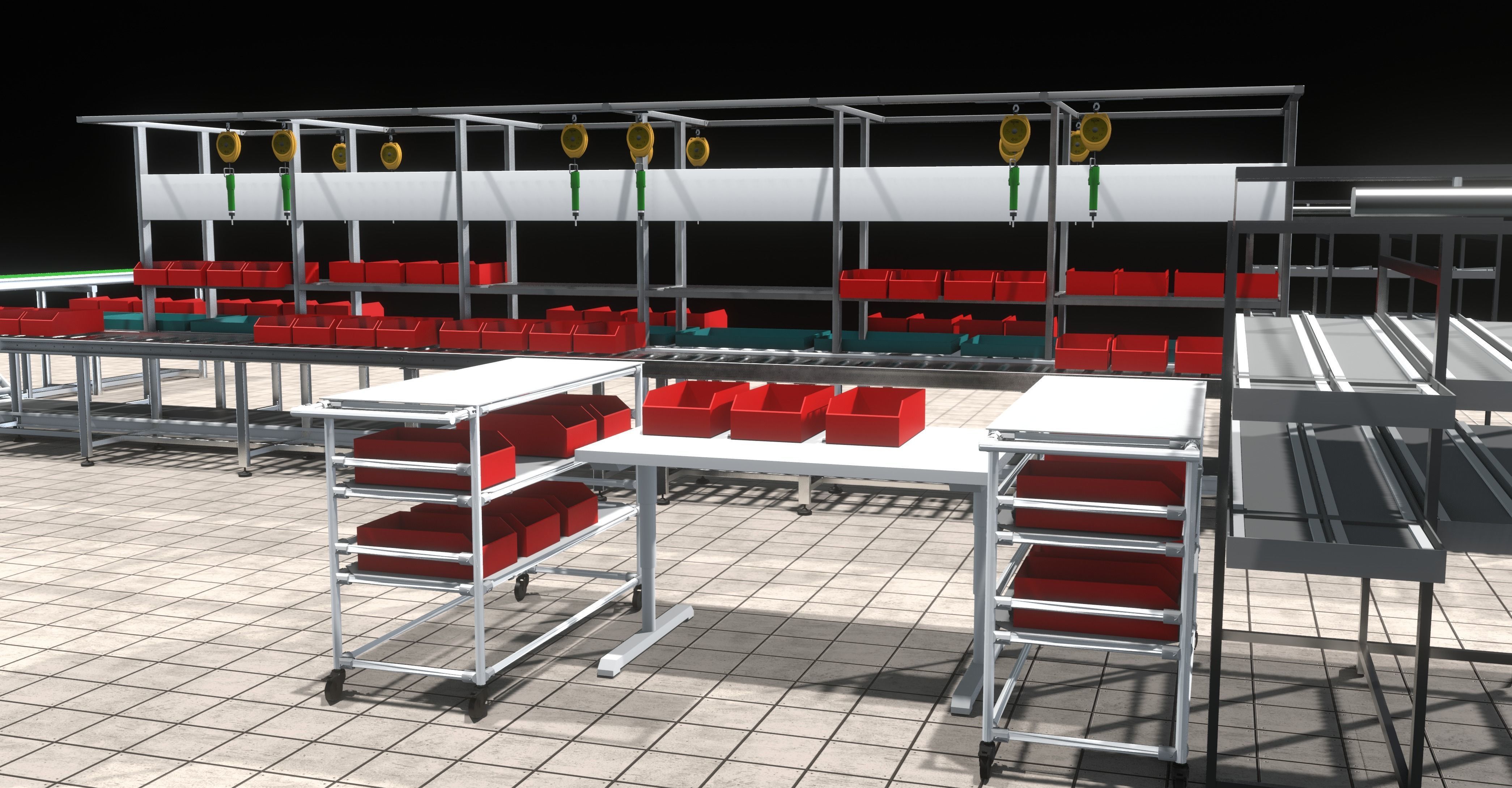 Assembly Line in Electronics Components Manufacturing 3D model animated ...