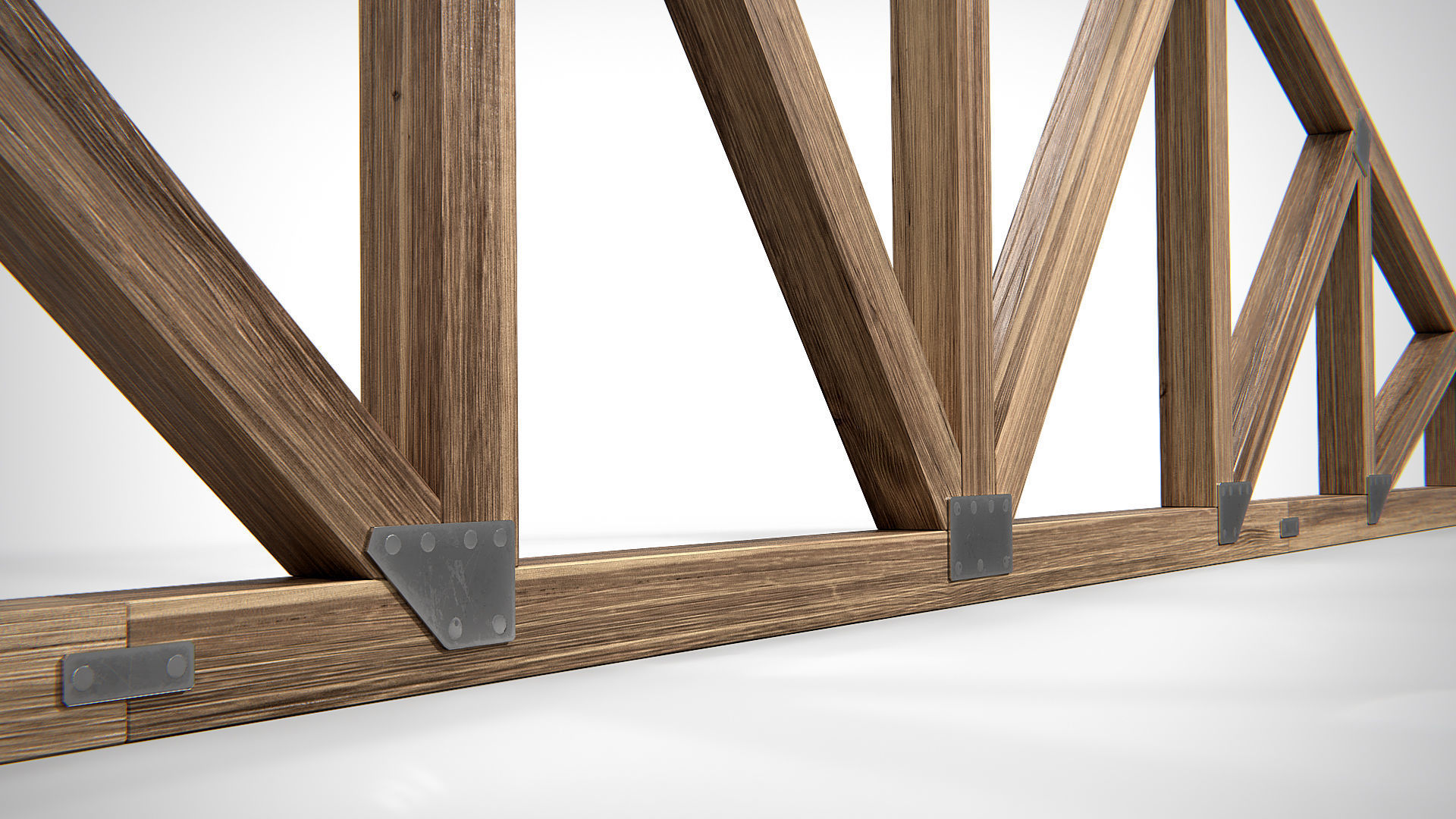 Wooden Truss Triple Howe PBR Low-poly 3D model_4