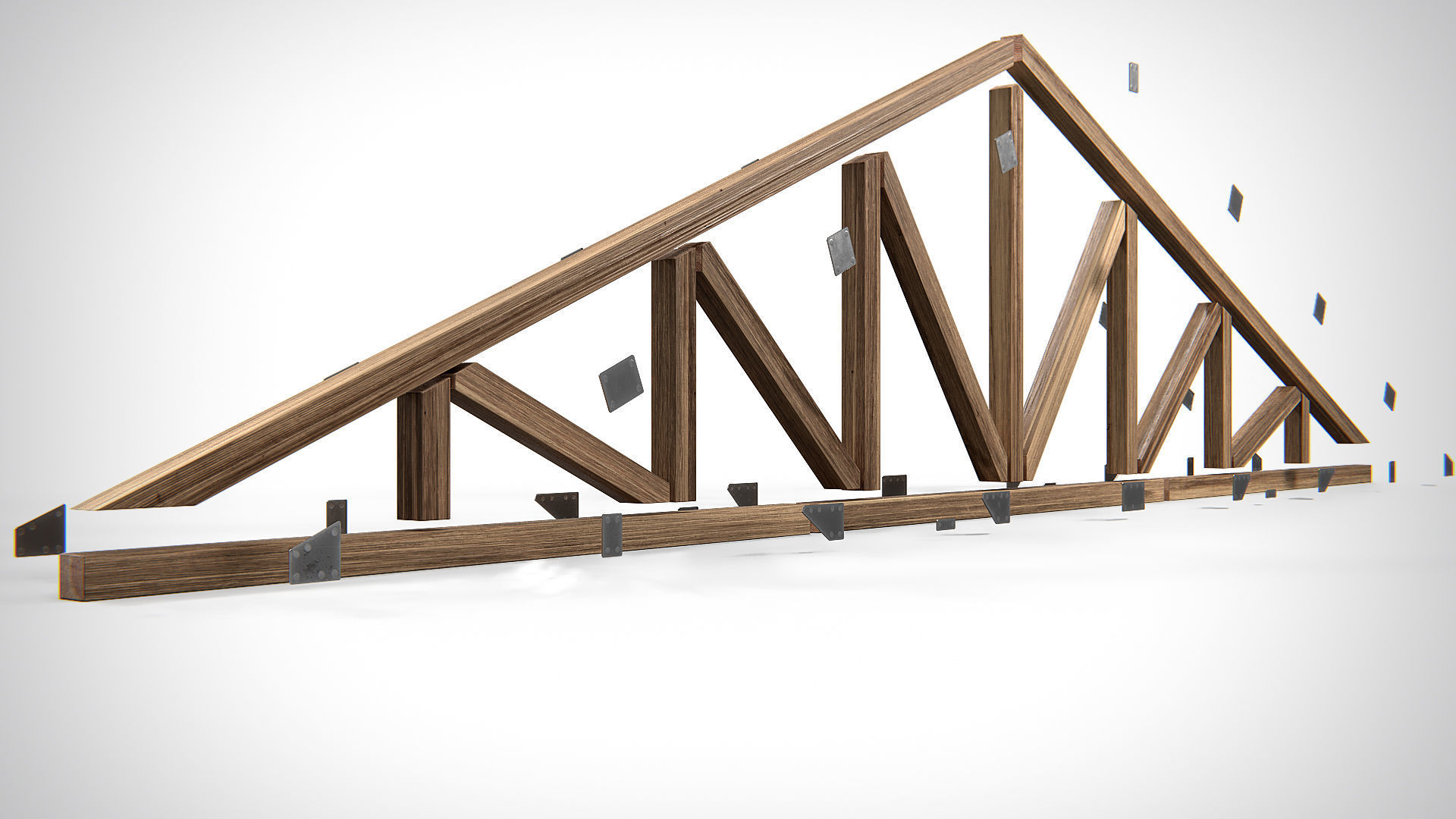Wooden Truss Triple Howe PBR Low-poly 3D model_5