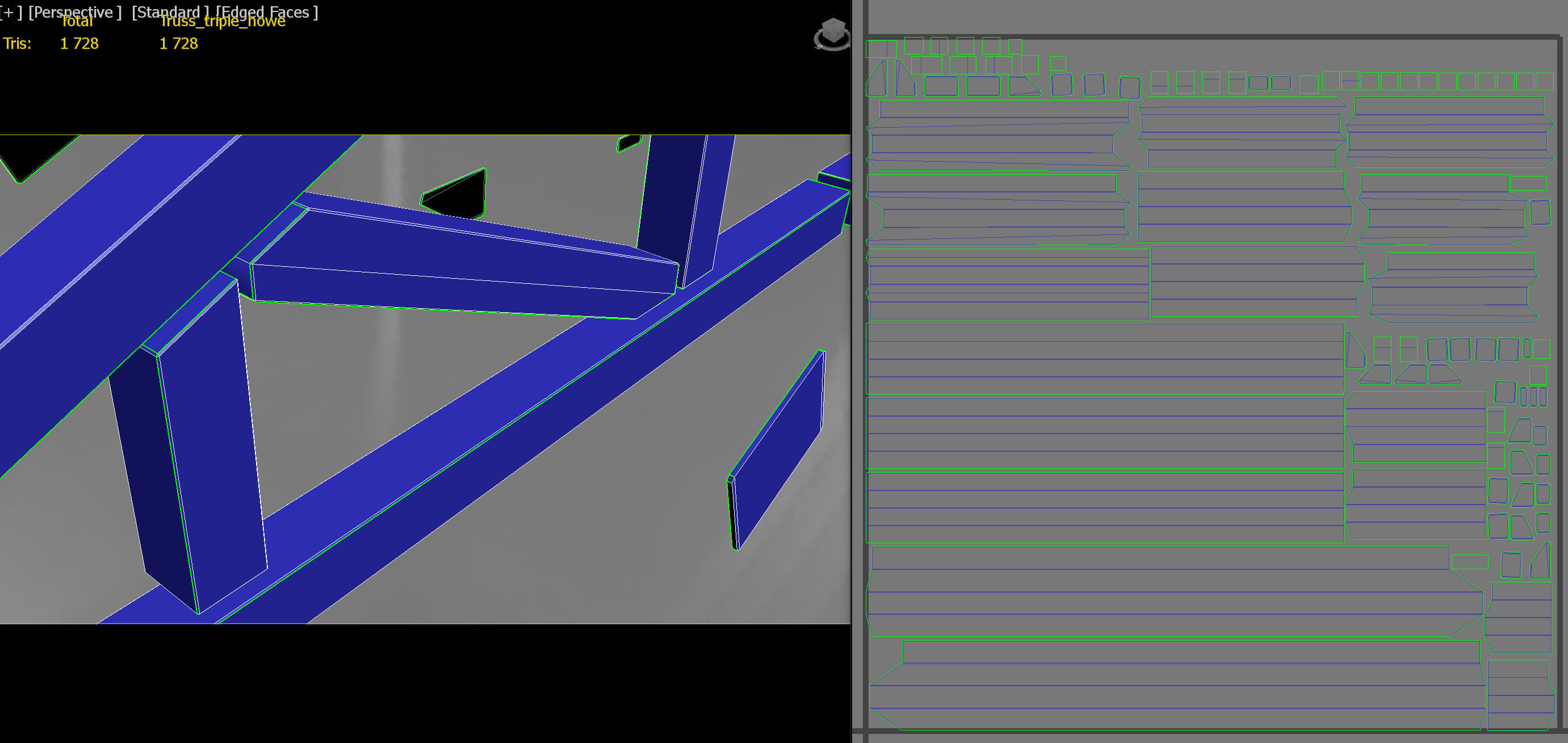 Wooden Truss Triple Howe PBR Low-poly 3D model_8