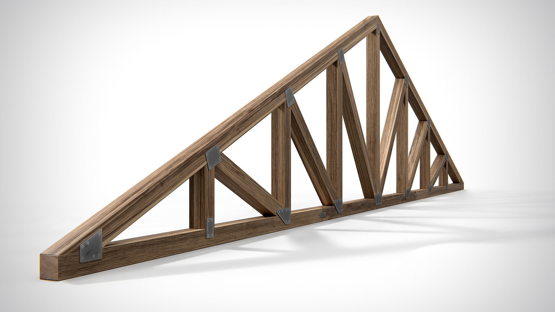 Wooden Truss Triple Howe PBR Low-poly 3D model_2