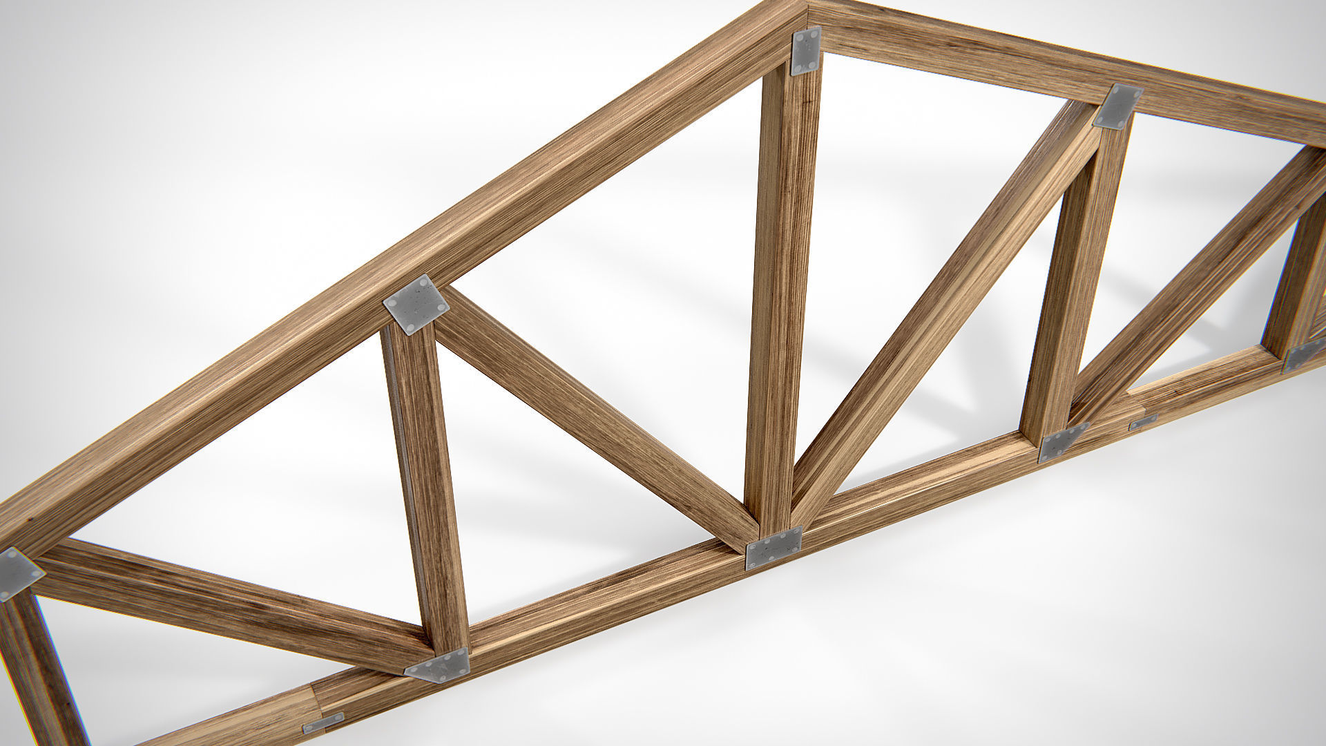 Wooden Truss Triple Howe PBR Low-poly 3D model_3