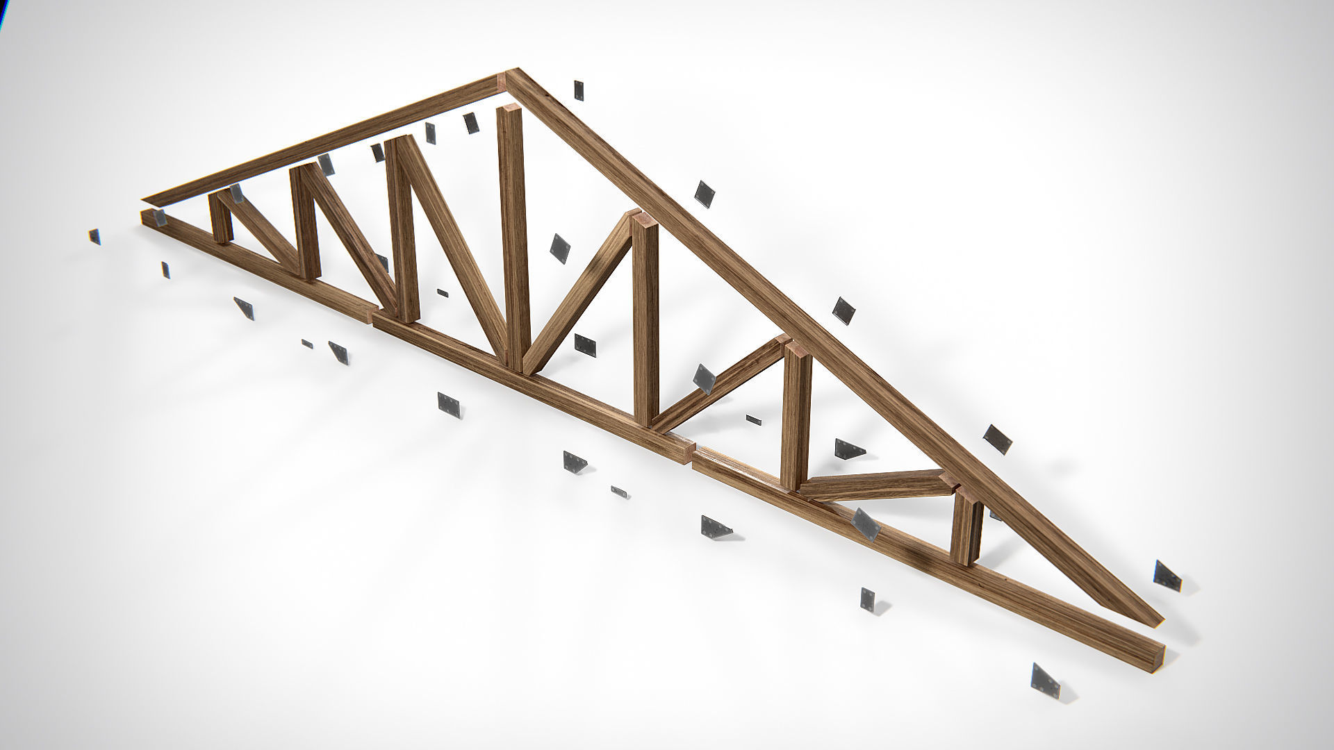 Wooden Truss Triple Howe PBR Low-poly 3D model_6
