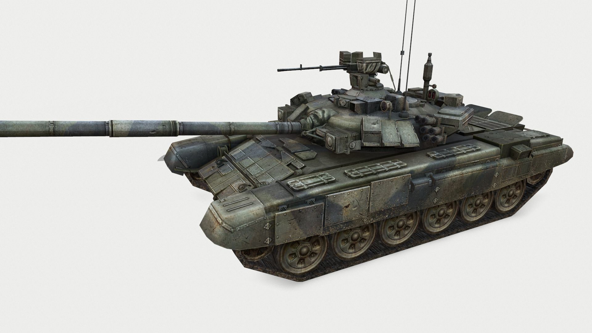 Tank T-90 Low-poly 3D model_2