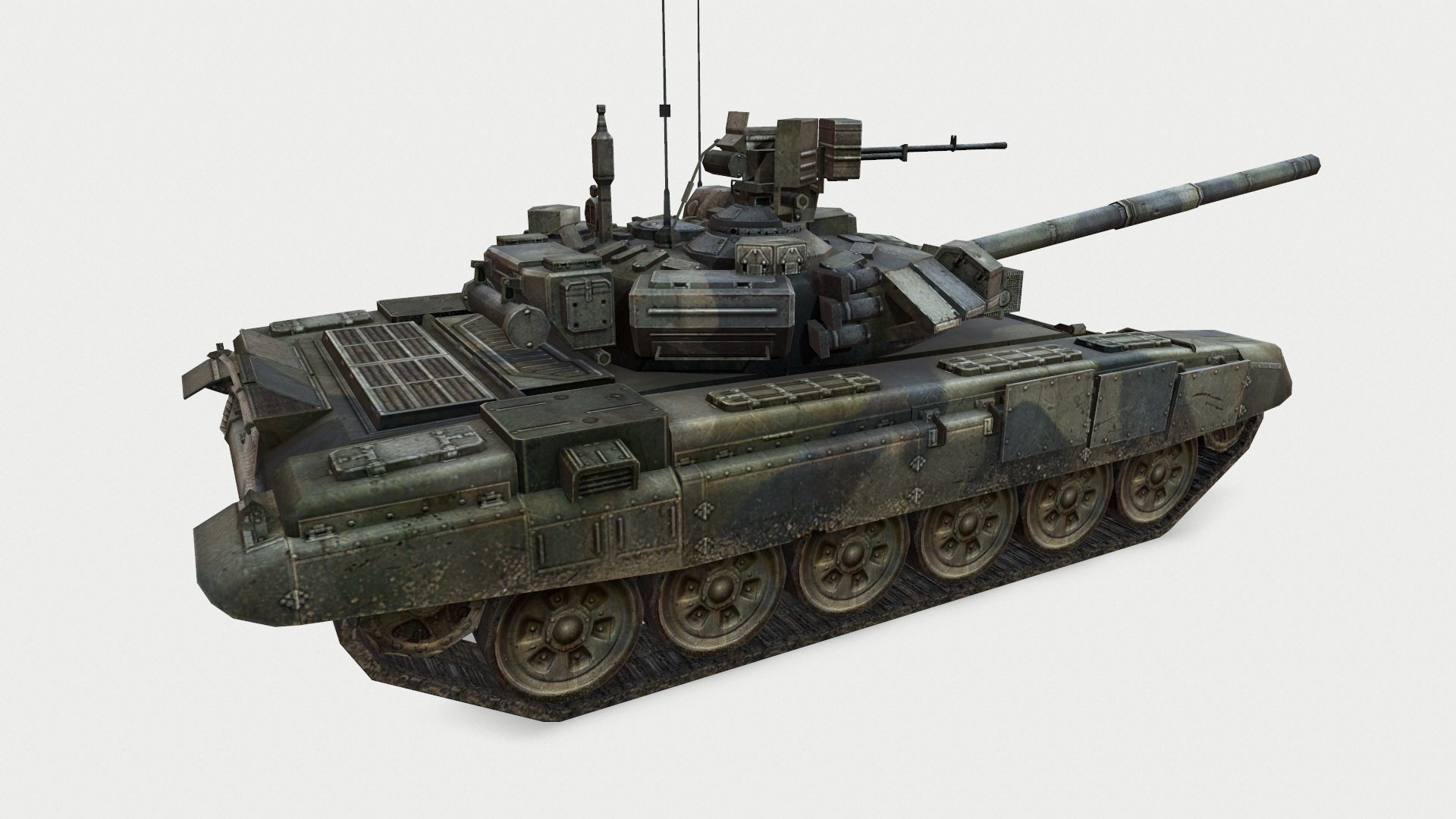 Tank T-90 Low-poly 3D model_4