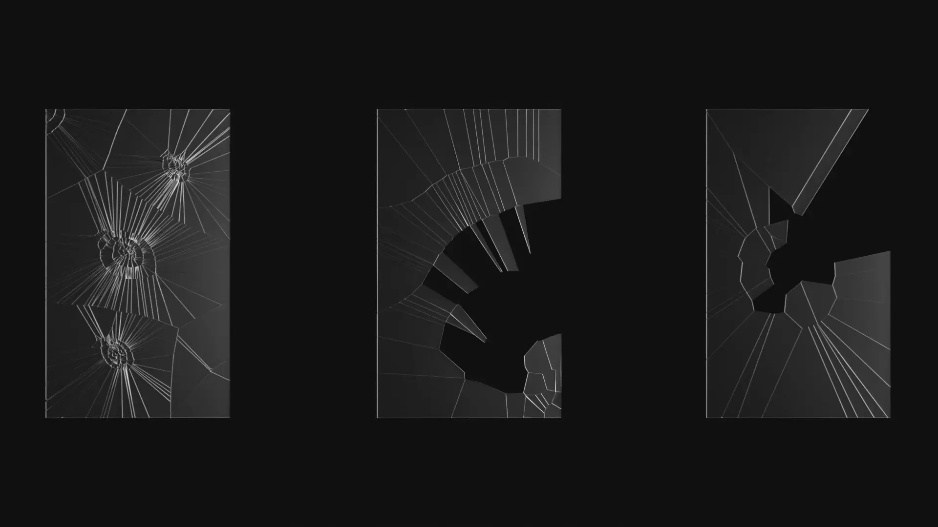 Broken Window Glass Set Low-poly 3D model_0