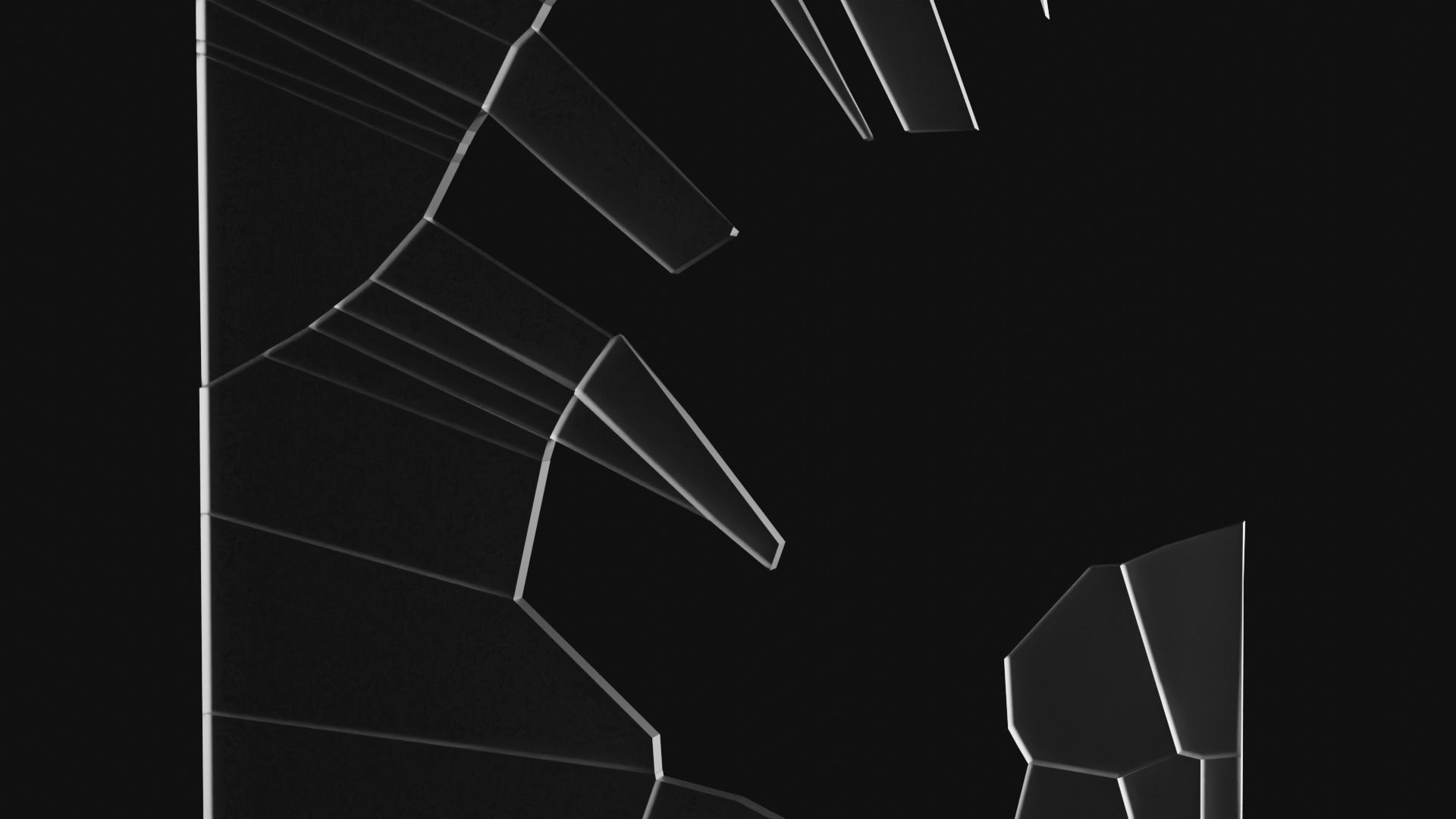 Broken Window Glass Set Low-poly 3D model_5