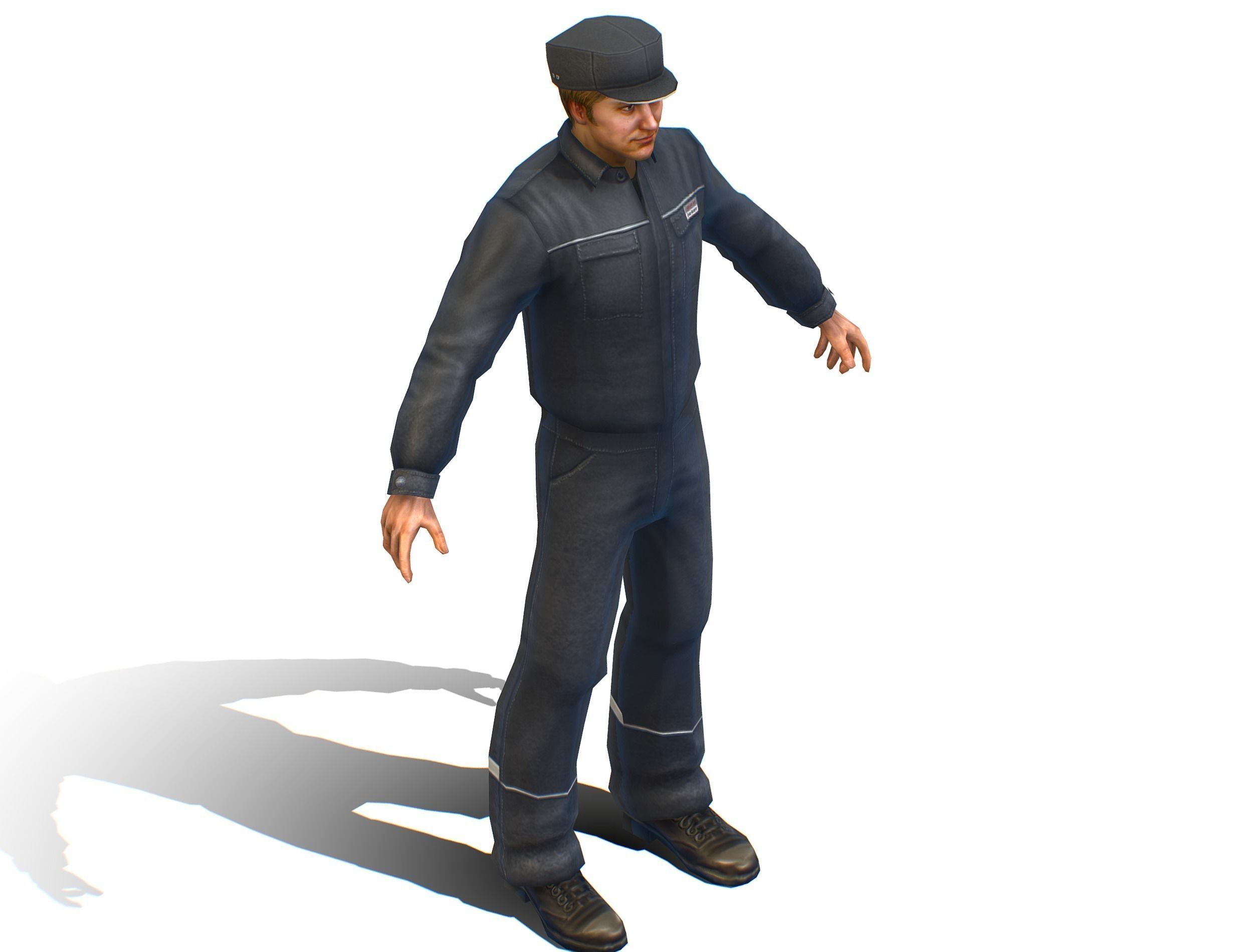Man - Male Lab Technician Uniform Low-poly 3D model_7