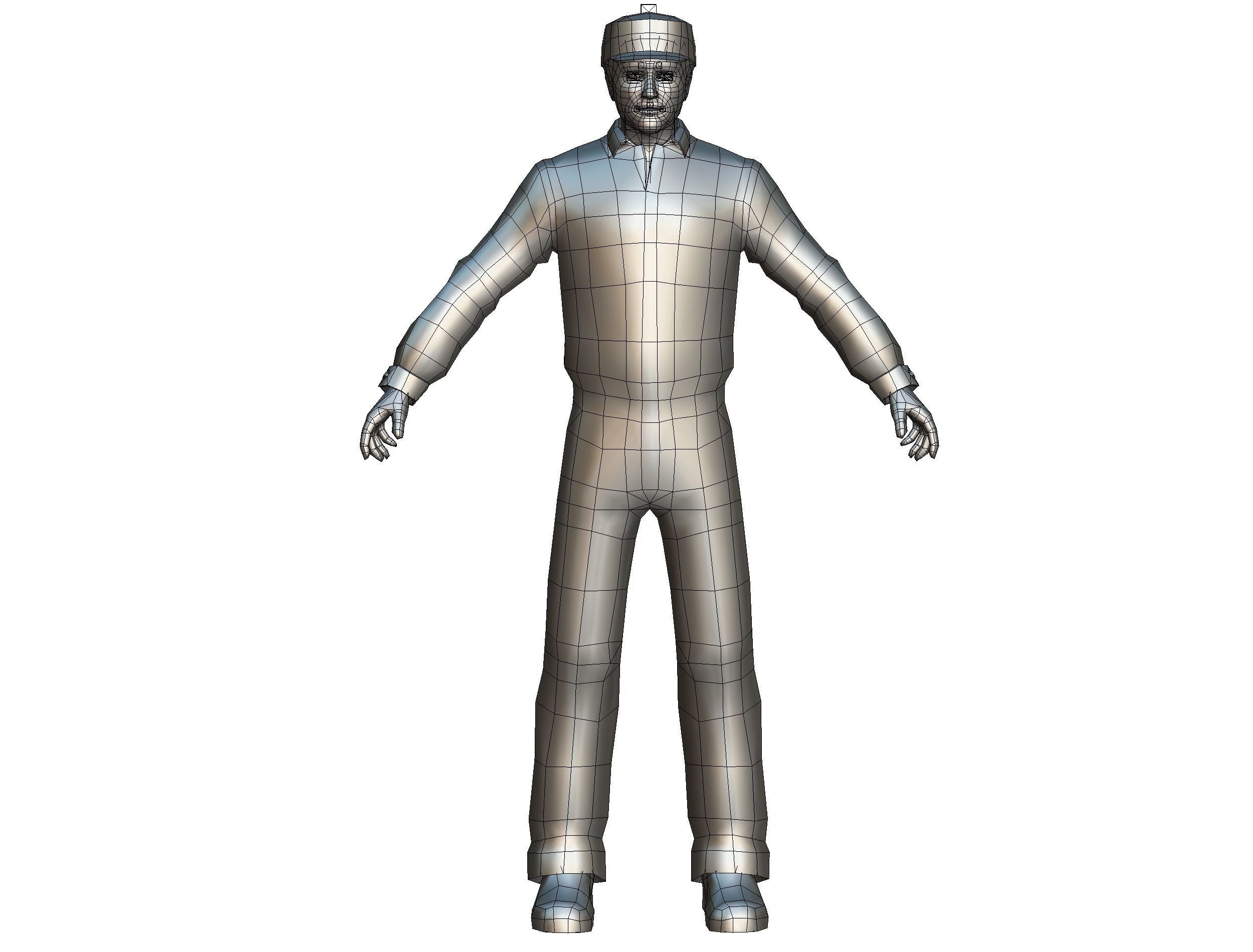 Man - Male Lab Technician Uniform Low-poly 3D model_12