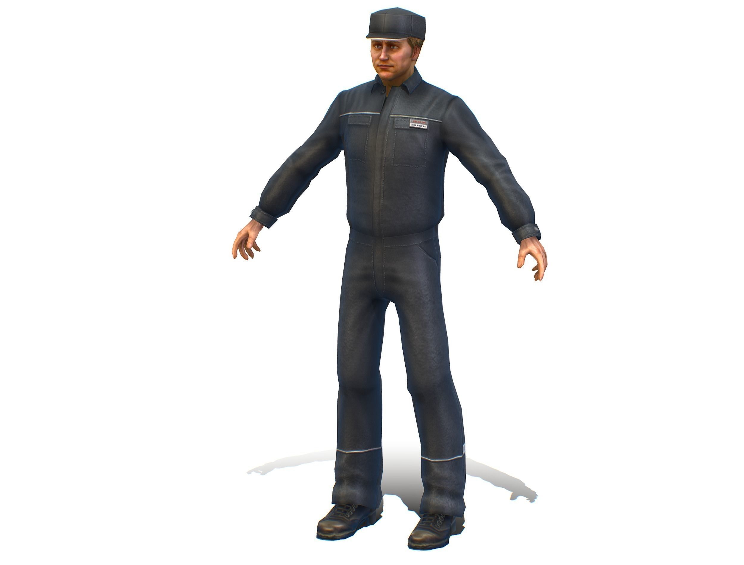 Man - Male Lab Technician Uniform Low-poly 3D model_1