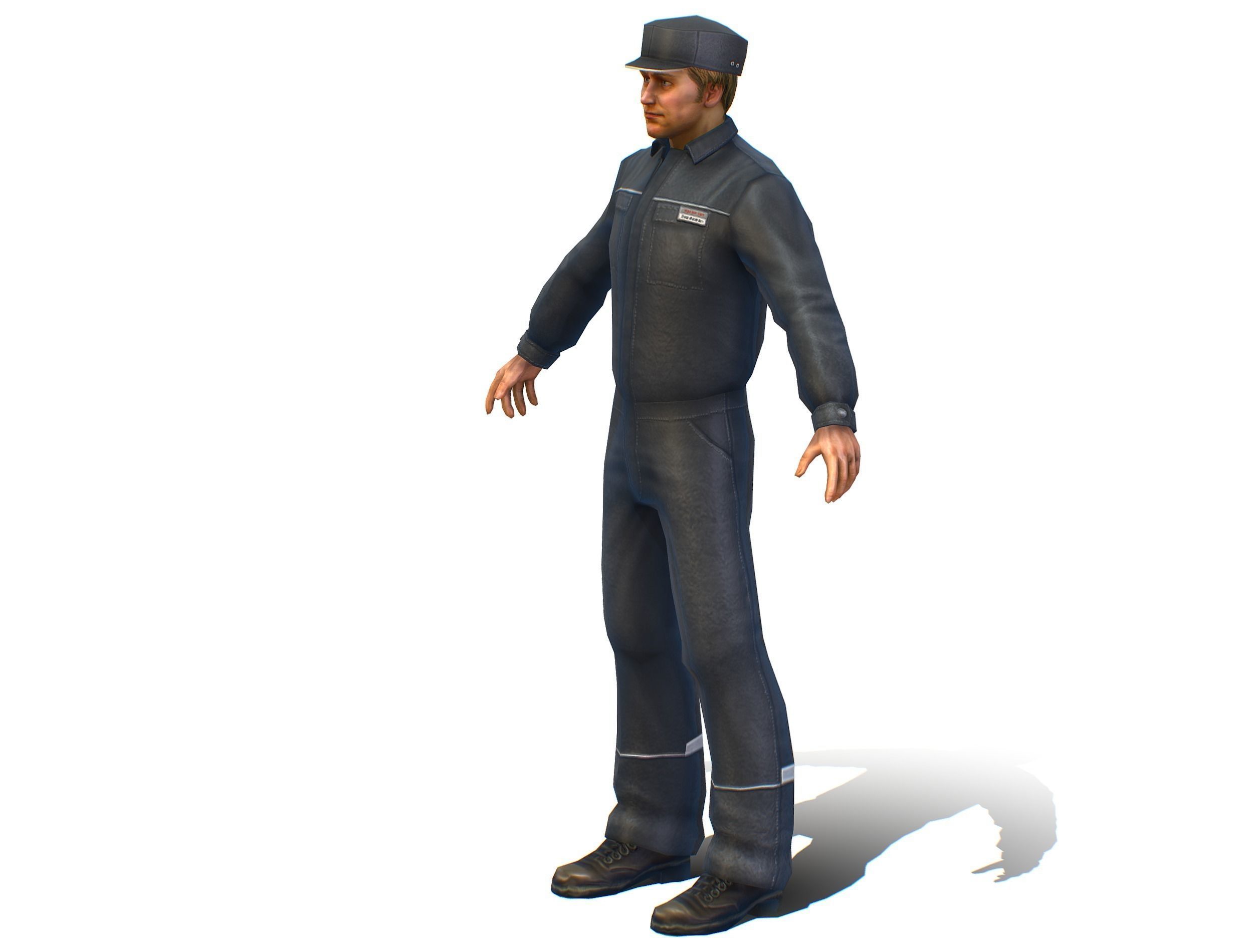 Man - Male Lab Technician Uniform Low-poly 3D model_2