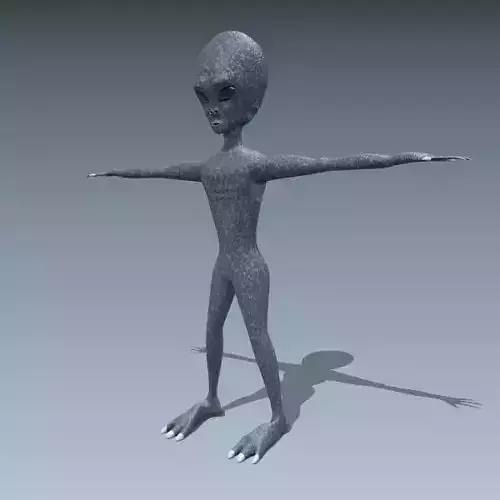 Blue skinny alien creature 3D print model